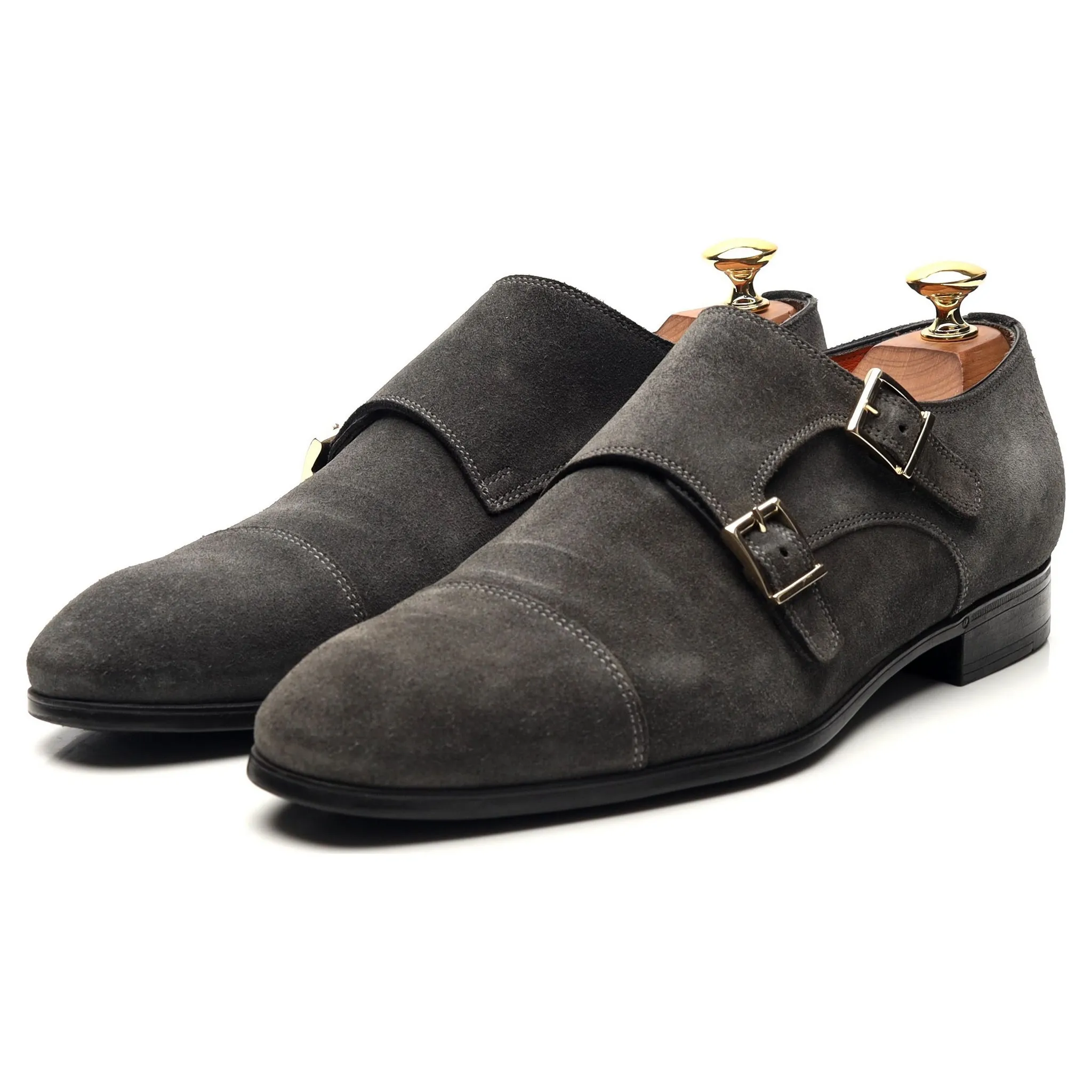 Icon Look Detail Shade Grey Suede Double Monk Strap UK 6.5 F