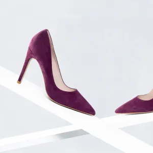 Nemesis 95mm Heel | Plum suede Party Heels for Women Luxury Heeled Boots