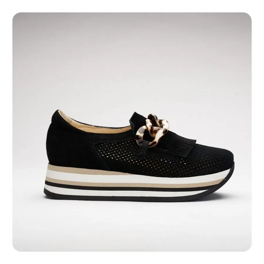 Luxurious breathability SOFTWAVES SLIP-ON WEDGE SNEAKER - BLACK - 77808BLK