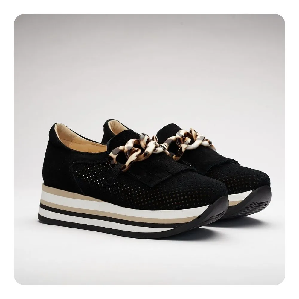 SOFTWAVES SLIP-ON WEDGE SNEAKER - BLACK - 77808BLK Light Comfort Shell