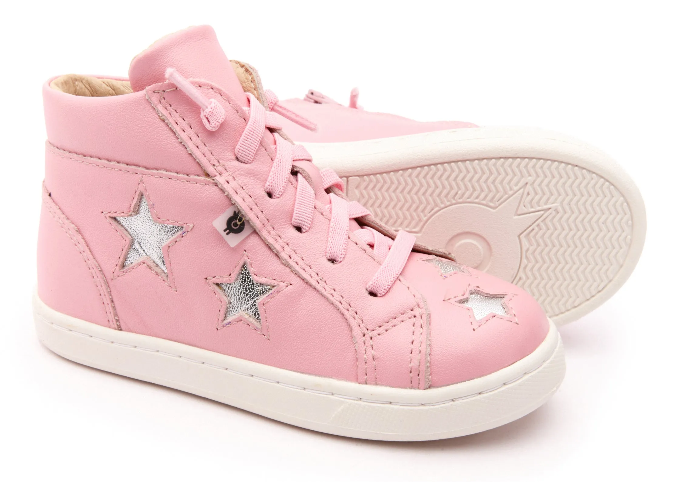 Sophisticated Kids Old Soles Girl's 6085 Starey High Top Sneaker - Pearlised Pink/Silver