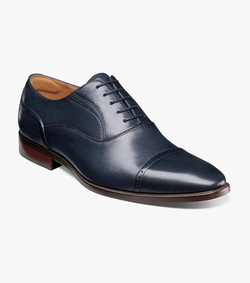 Sorrento Cap Toe Oxford-Navy | Florsheim Handcrafted Stitching