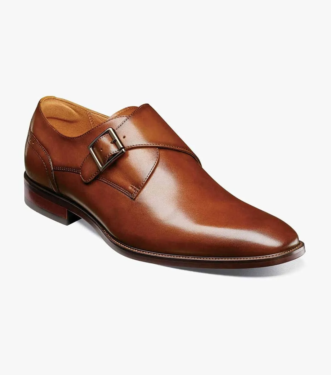 Sorrento Plain Toe Single Monk Strap-Cognac | Florsheim Sharp Design