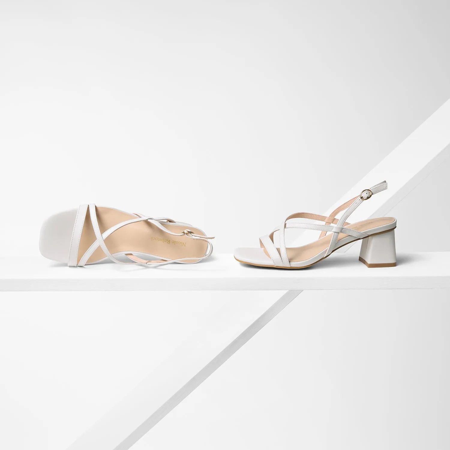 Sparkling Pumps Ella Sandal Heel | White Leather