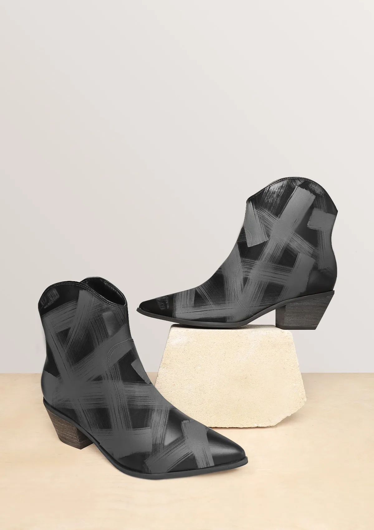 Splatter Black Cowboy Boot Desert Inspired