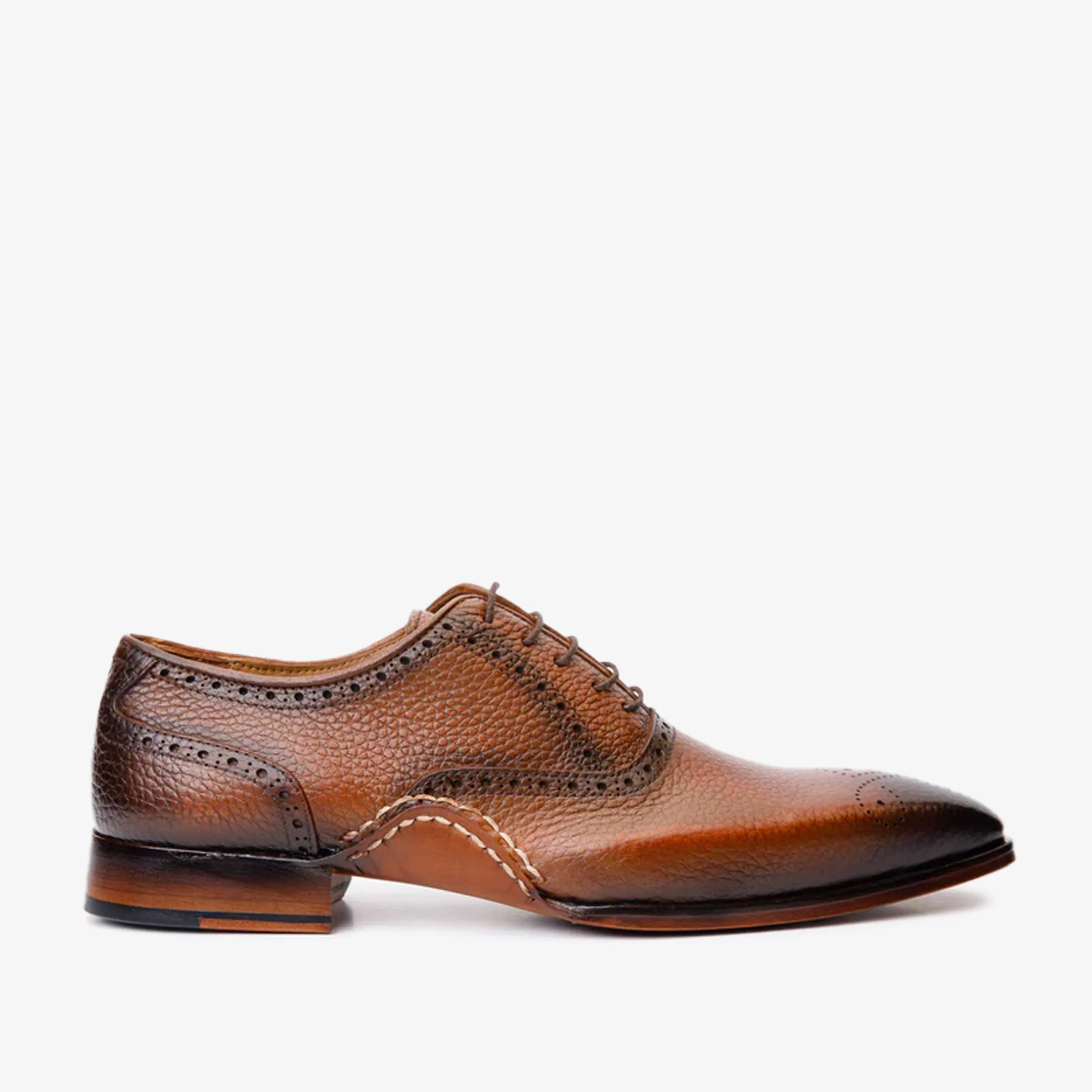 Track Run The Draco Handmade Tan Semi Brogue Oxford Men Shoe