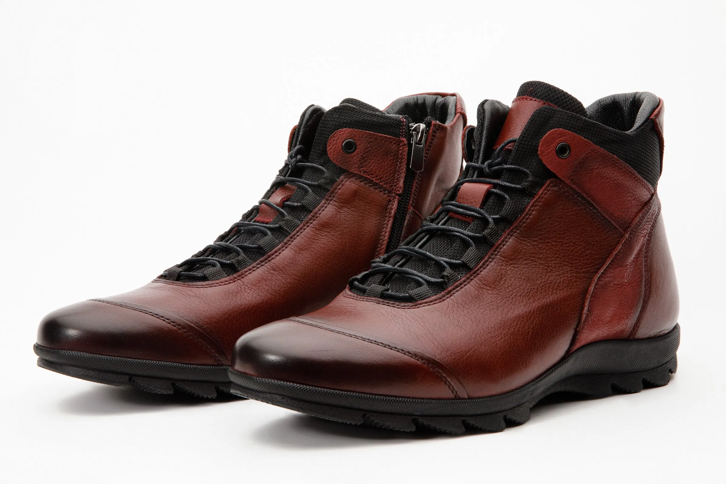 Stable The Houston Leather Burgundy Lace-Up Casual Men Boot with a Zipper
