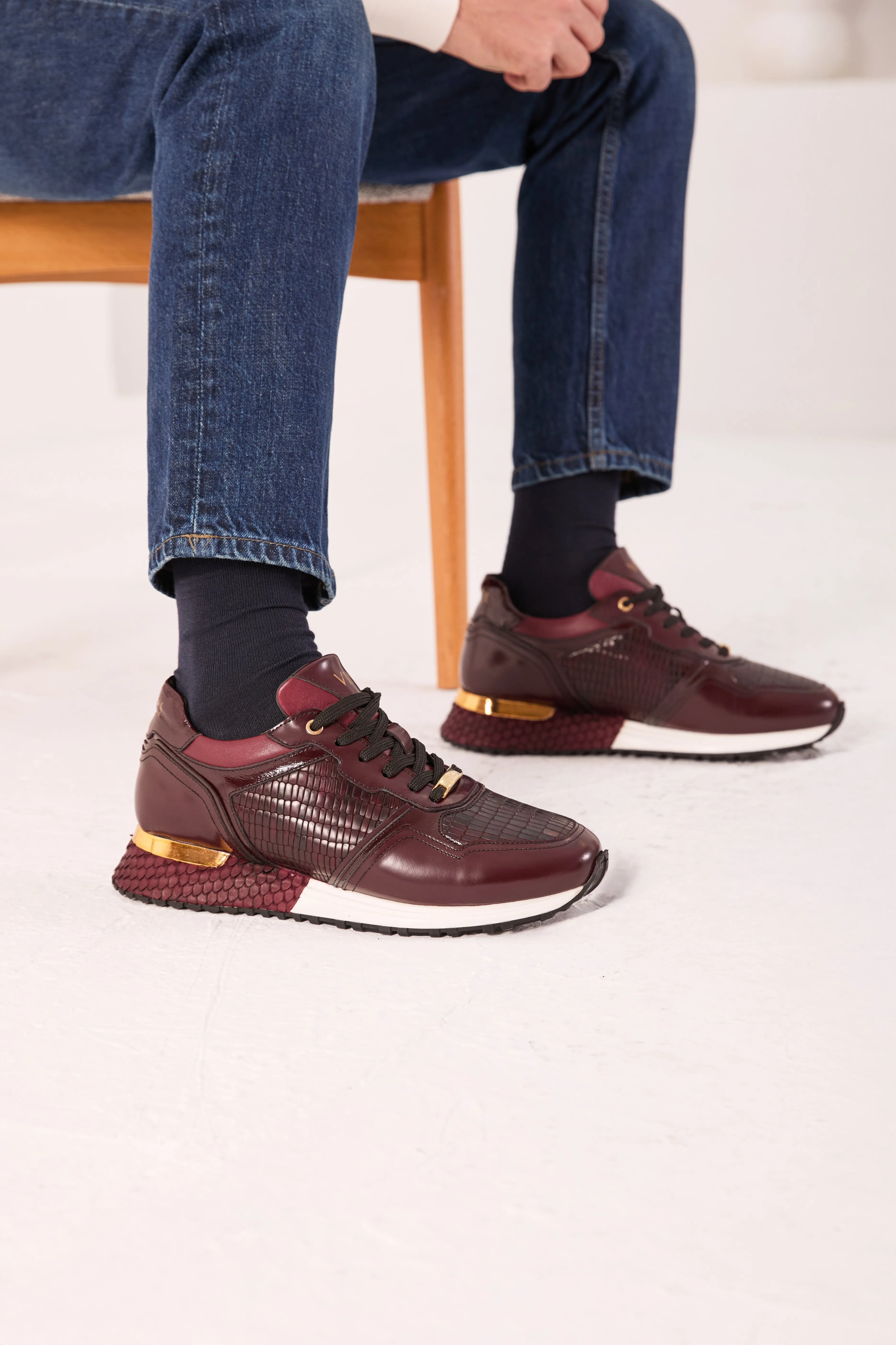 Stiletto The Empire Burgundy Leather Men Sneaker