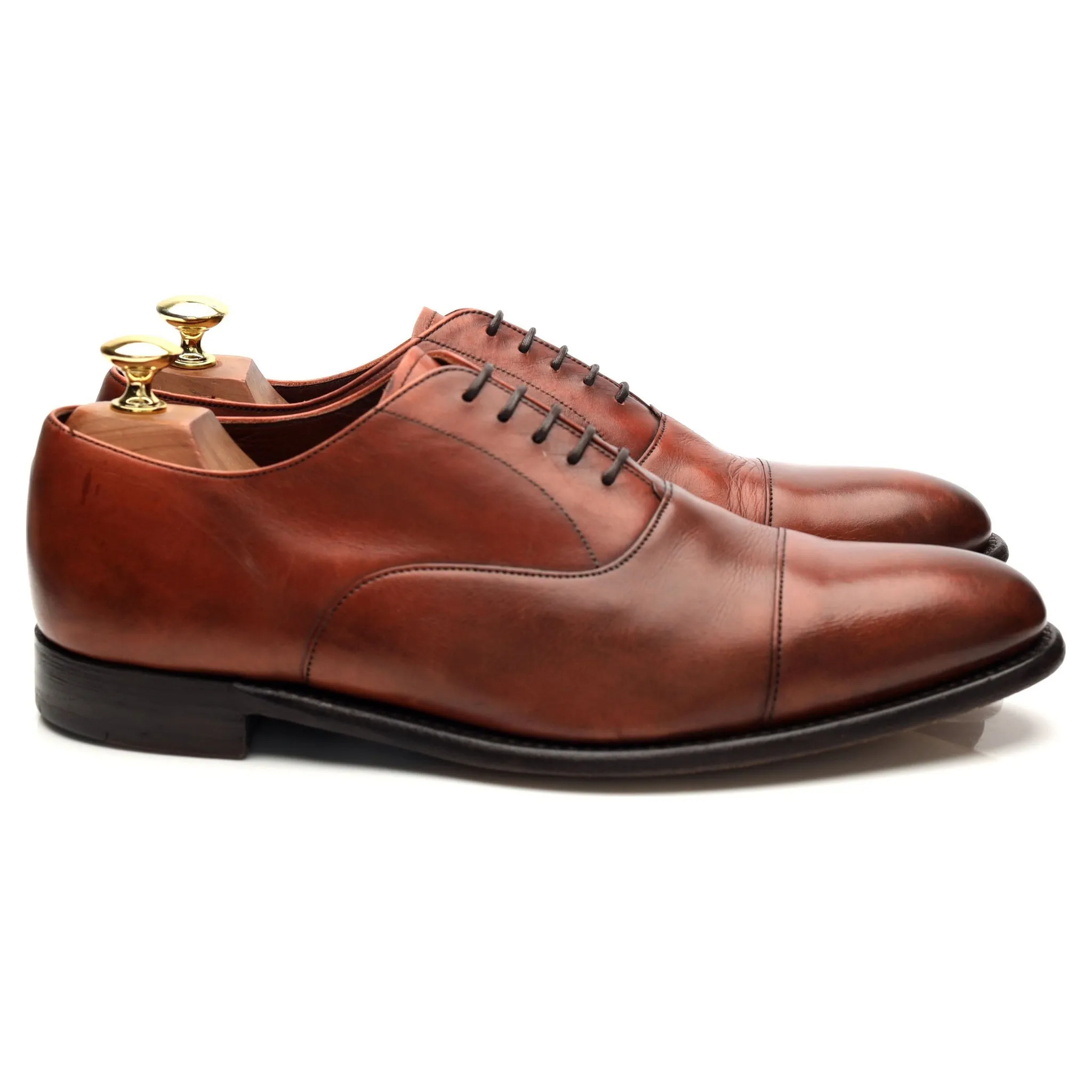 'Churchill' Tan Brown Leather Oxford UK 8 G Smart Walking Weekend Ready