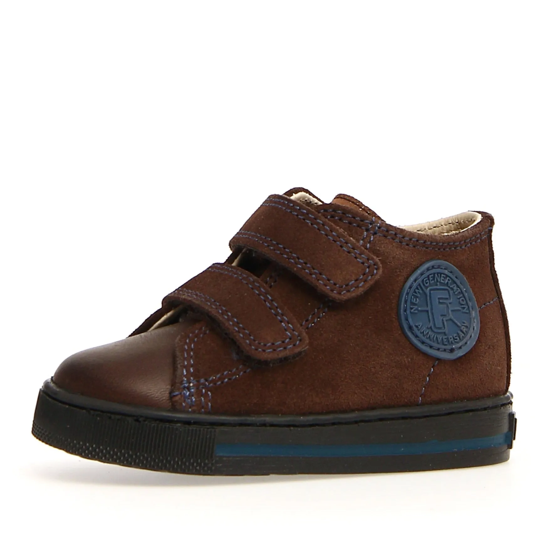 Falcotto Boy's and Girl's Michael Fashion Sneakers, Dark Brown - Indigo Lace - up kids' shoes Low - heeled kids' shoes
