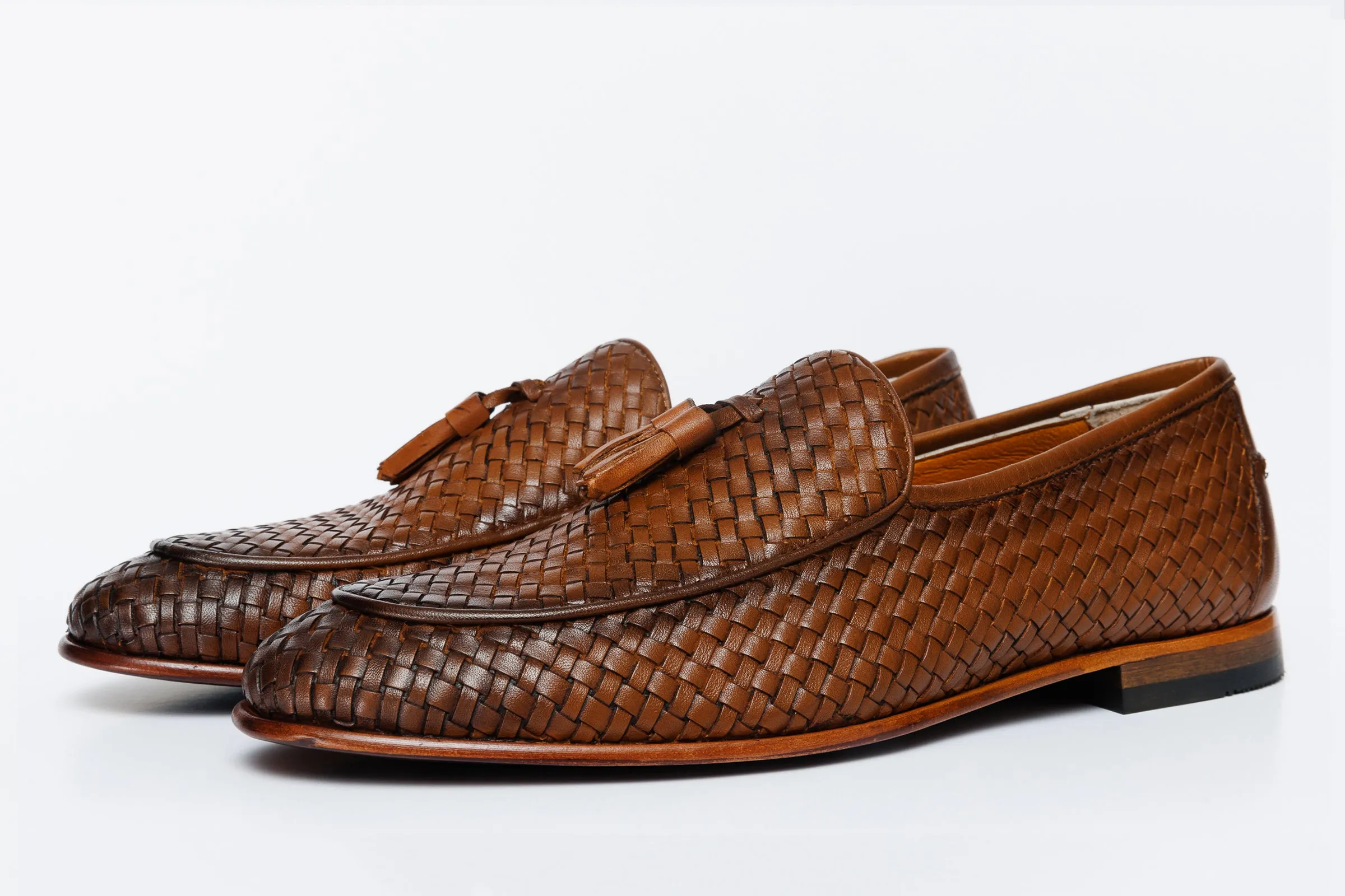 Street-Edge The Mclean Shoe Tan Woven Tassel Loafer Men  Shoe
