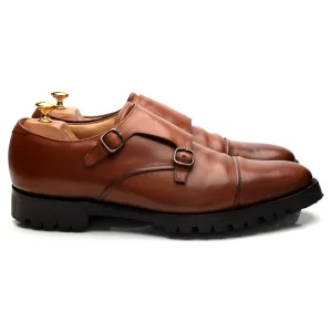 'Ledstone' Tan Brown Leather Double Monk Strap UK 12 F Designer Label