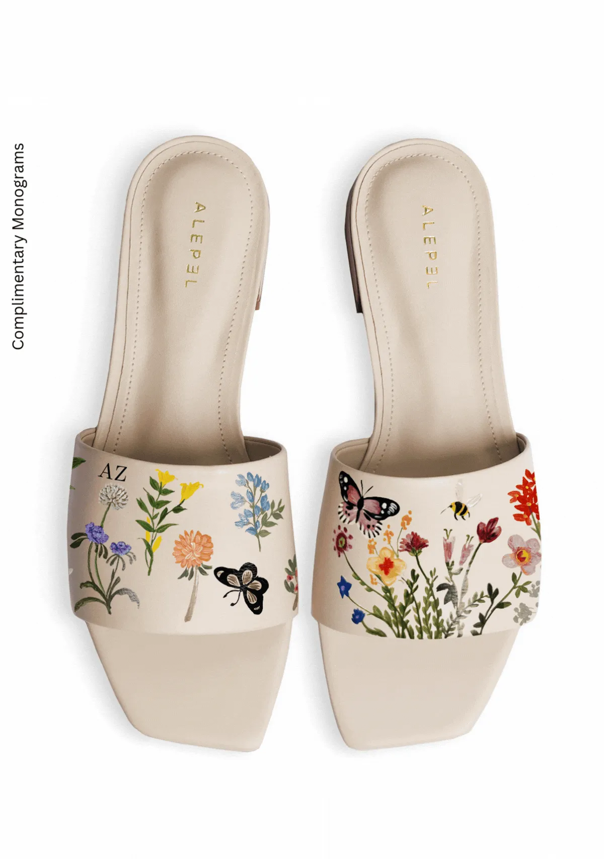 Stylish Strap Pressed Flowers Beige Square
