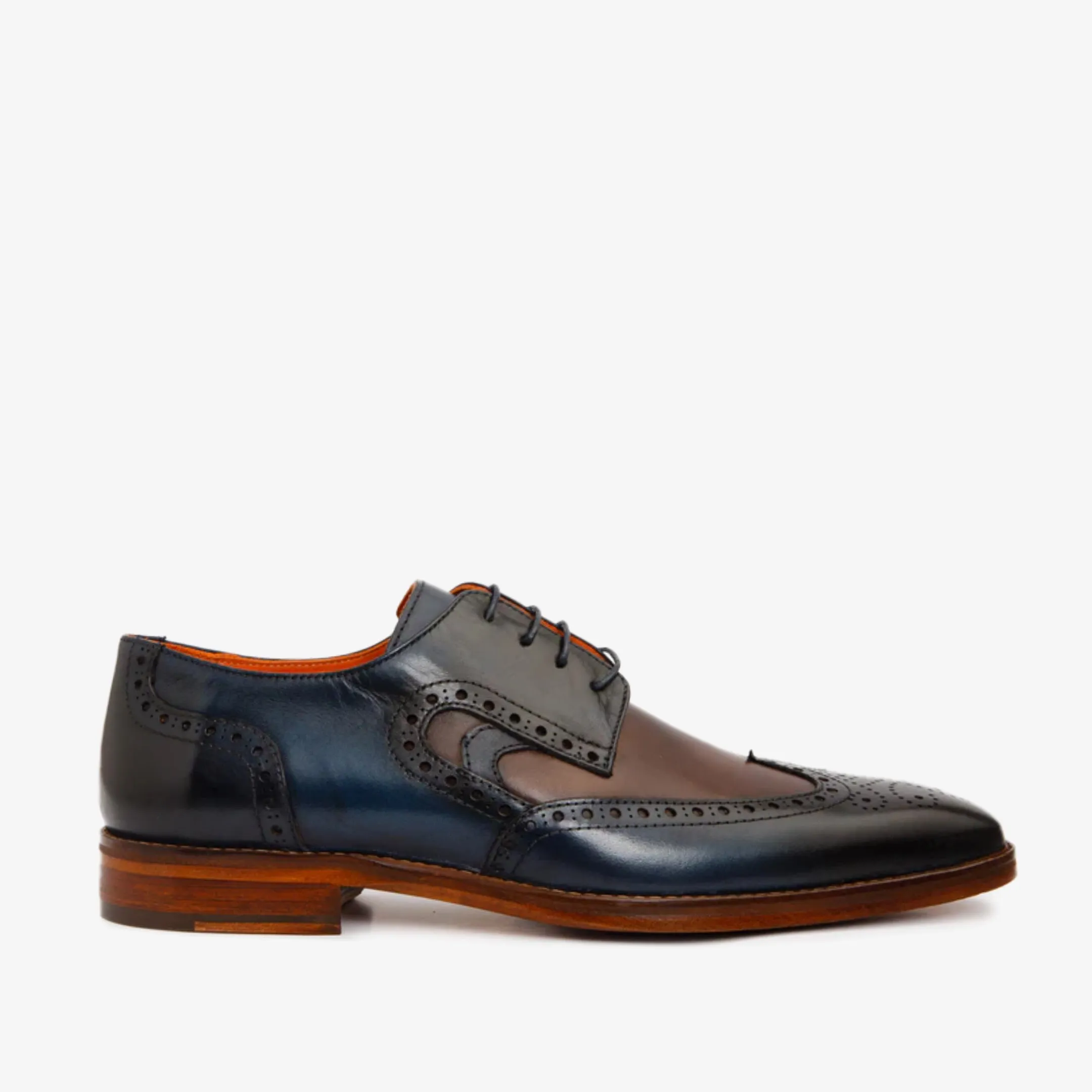 Garden Walk Wool Warm The Neiva Navy/Brown Wingtip Semi Brogue Derby Men  Shoe