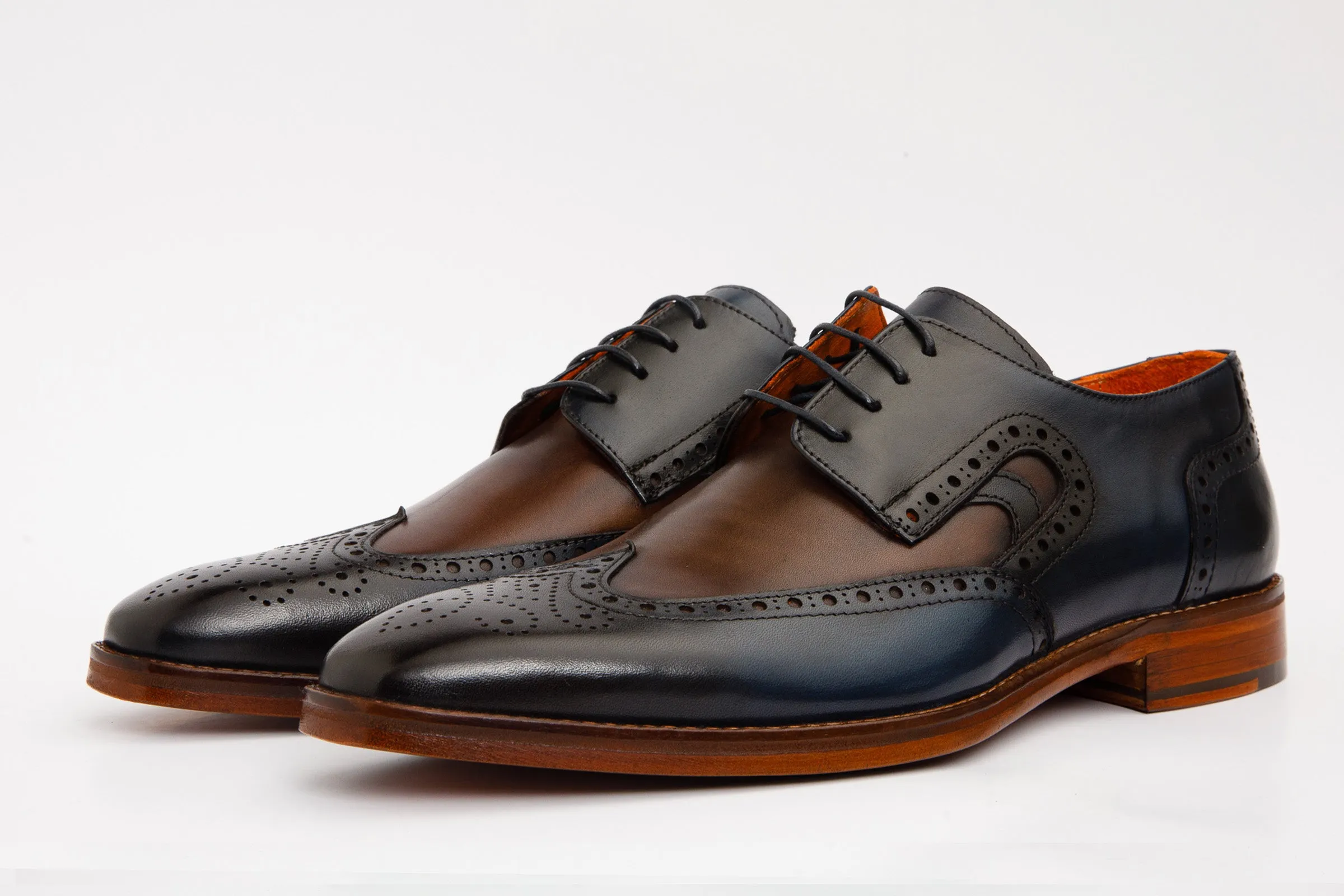 Sun-Guard The Neiva Navy/Brown Wingtip Semi Brogue Derby Men  Shoe