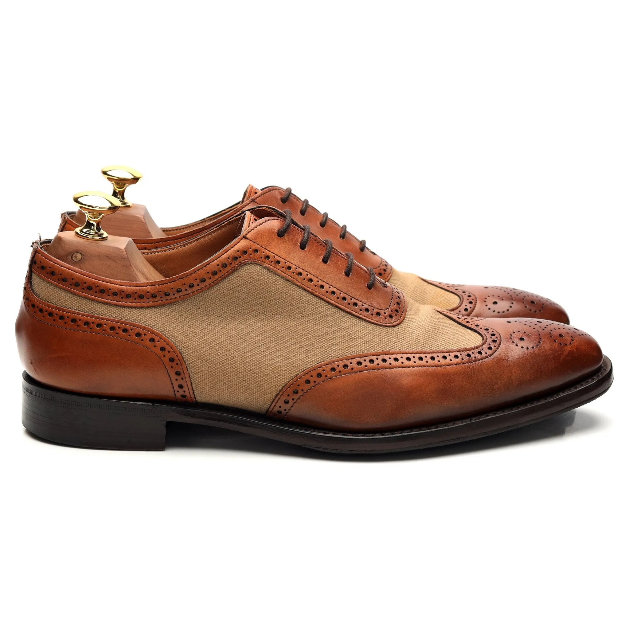 'Henley' Tan Brown Leather Oxford Brogues UK 6.5 F Minimalist Look