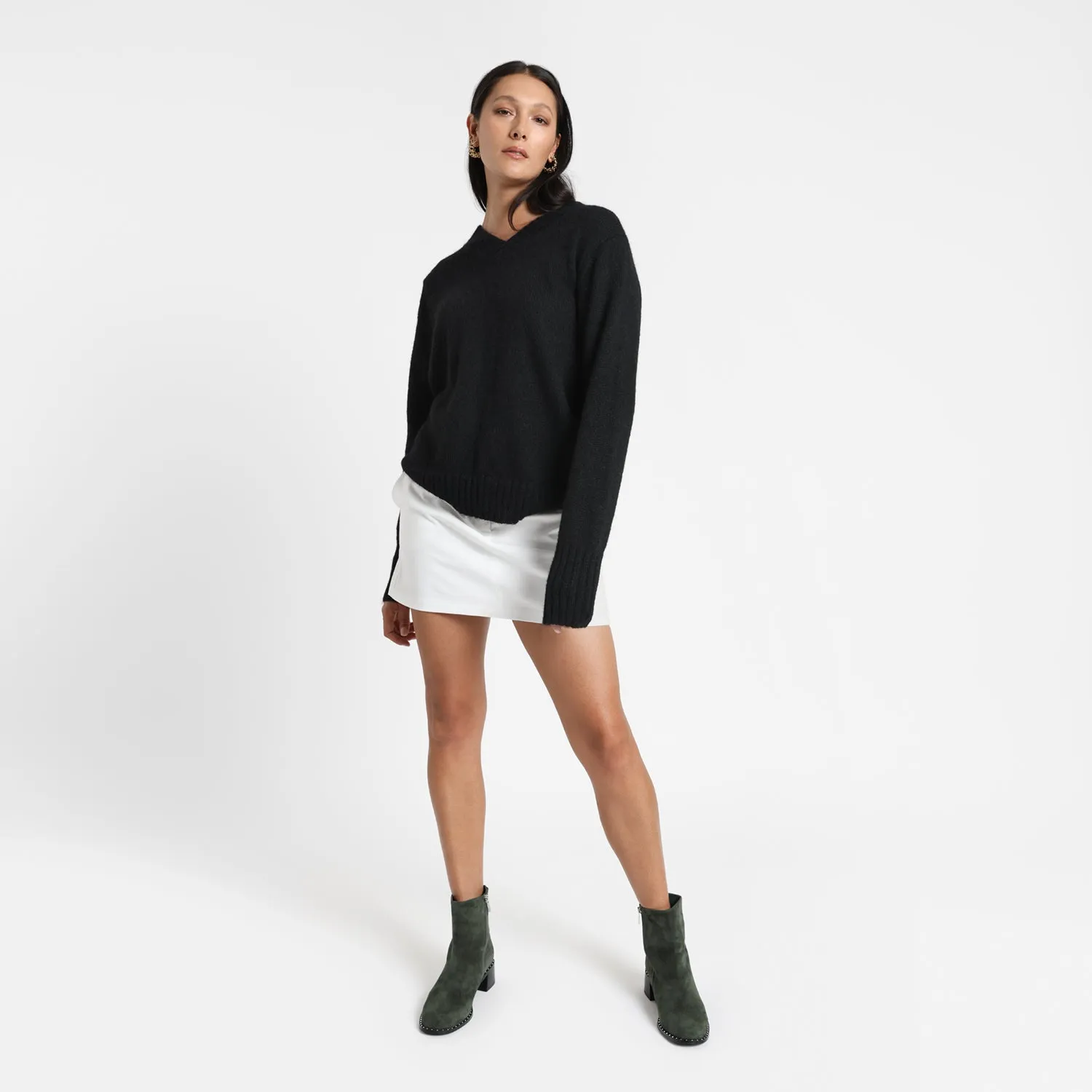 Supportive Base Bordeaux Ankle Boot | Dark moss suede