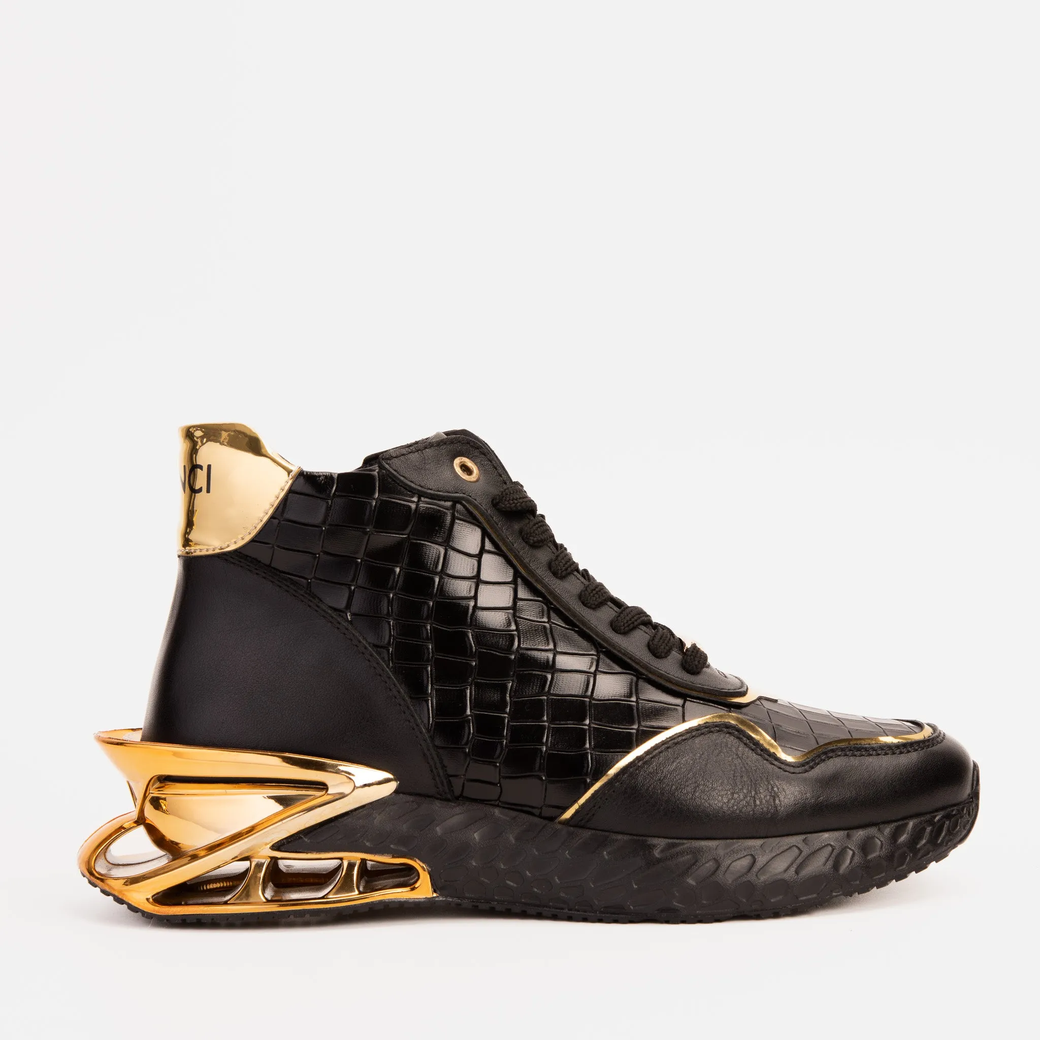 Bellagio Black & Gold High-Top Men Sneaker Adjustable Fit