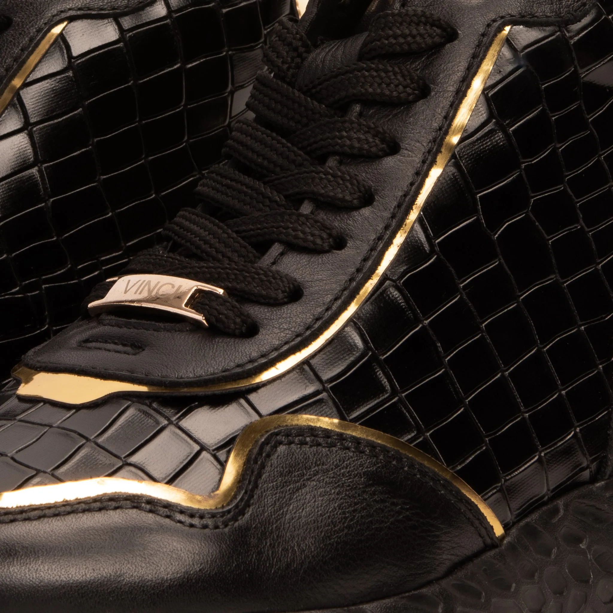 Supportive Bellagio Black & Gold High-Top Men Sneaker