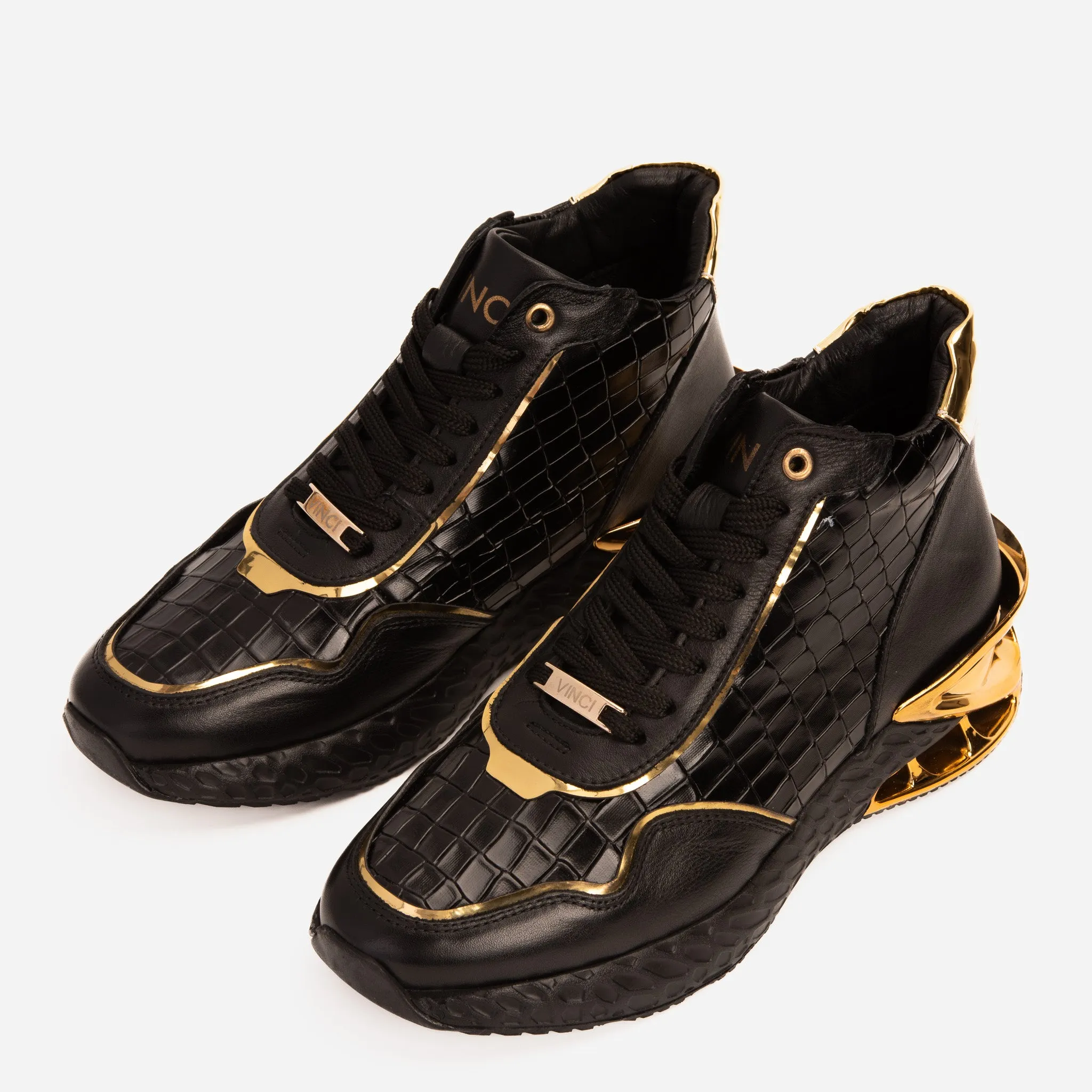 Supportive Bellagio Black & Gold High-Top Men Sneaker