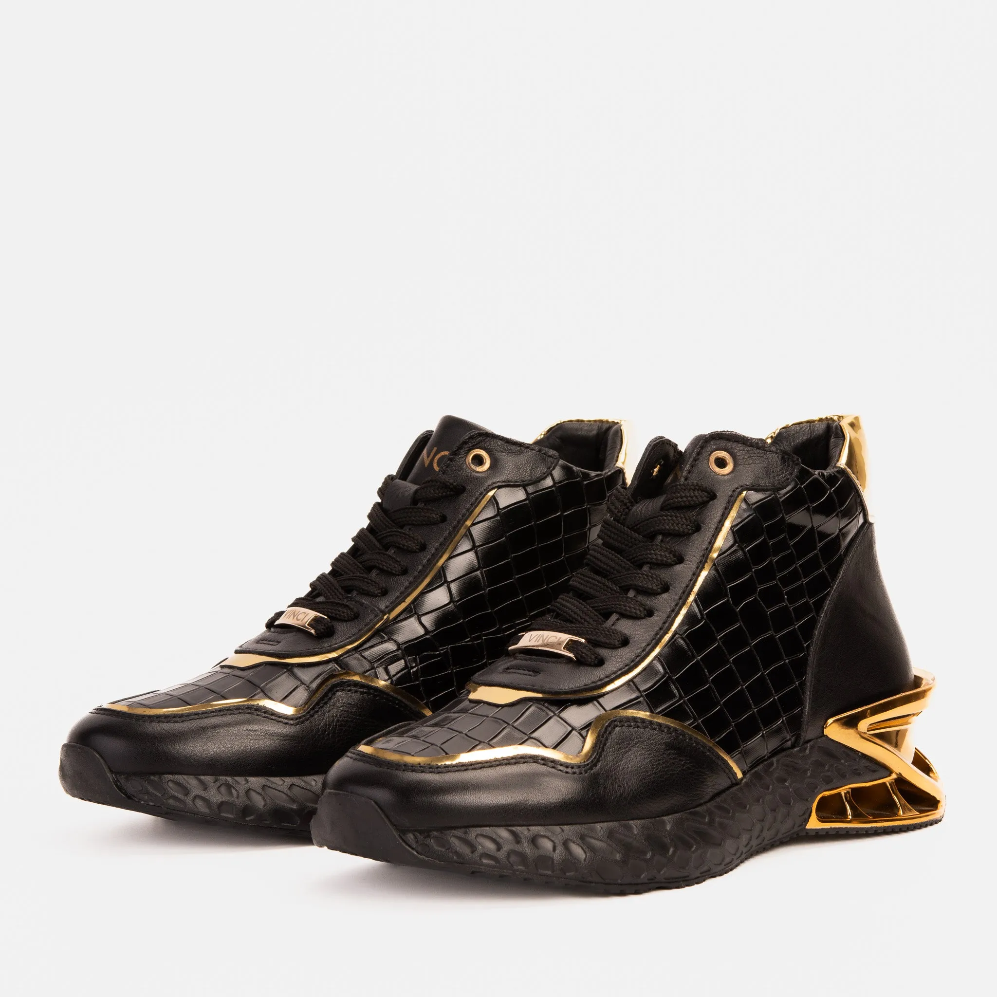 Supportive Bellagio Black & Gold High-Top Men Sneaker