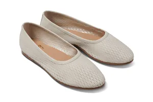 Swiftlet Perforated leather ballet slipper in vanilla - product angle shot