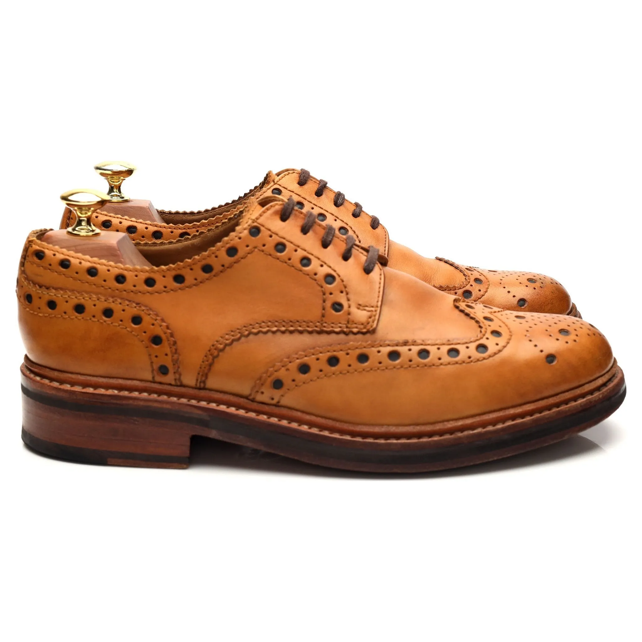 Smooth Form Modern Edge 'Archie' Tan Brown Leather Derby Brogues UK 8 G