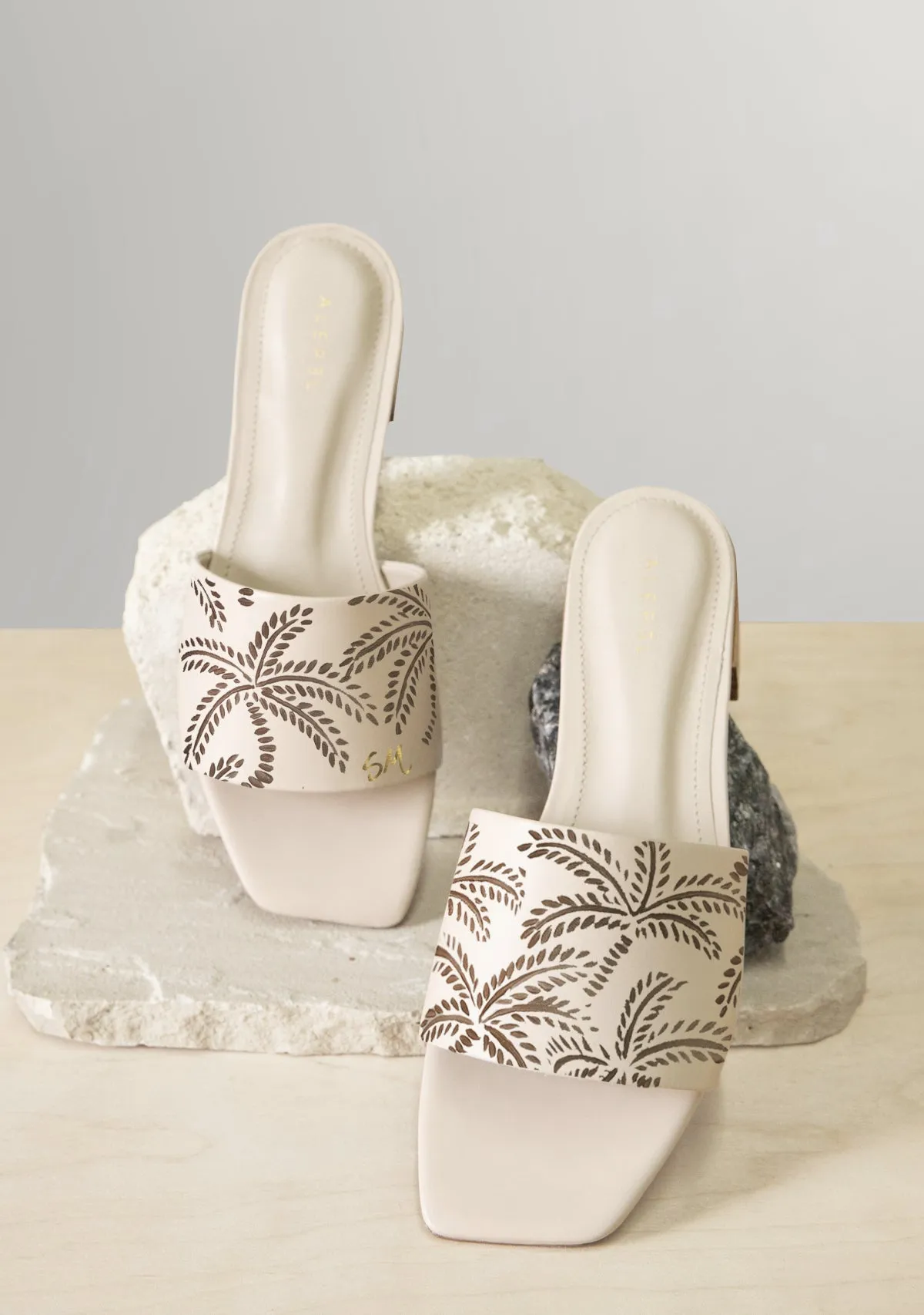 Taupe Abstract Palms Beige Square Soft Pad
