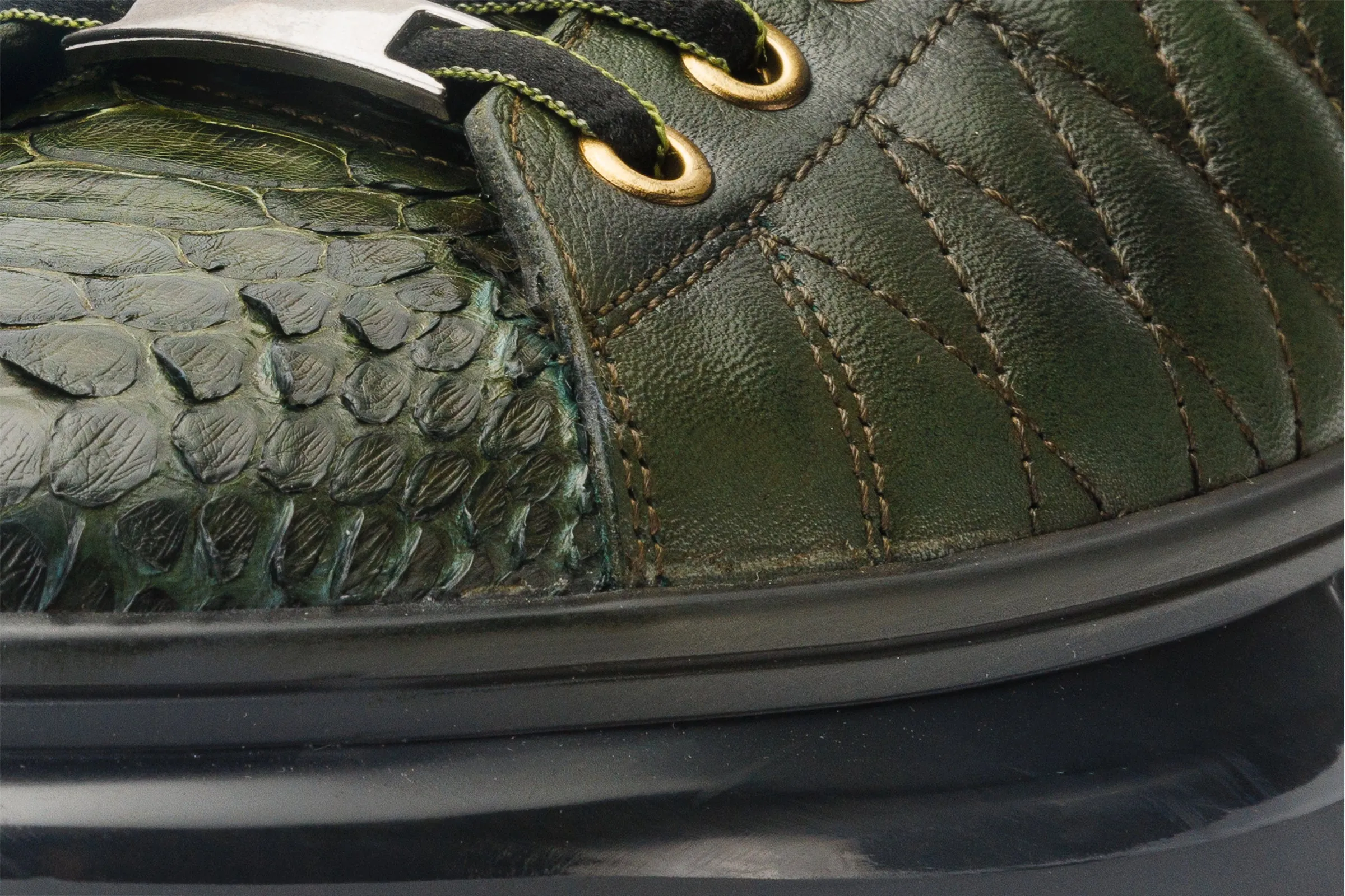 The Adler Green Snk Leather Men Sneaker Limited Edition transparent