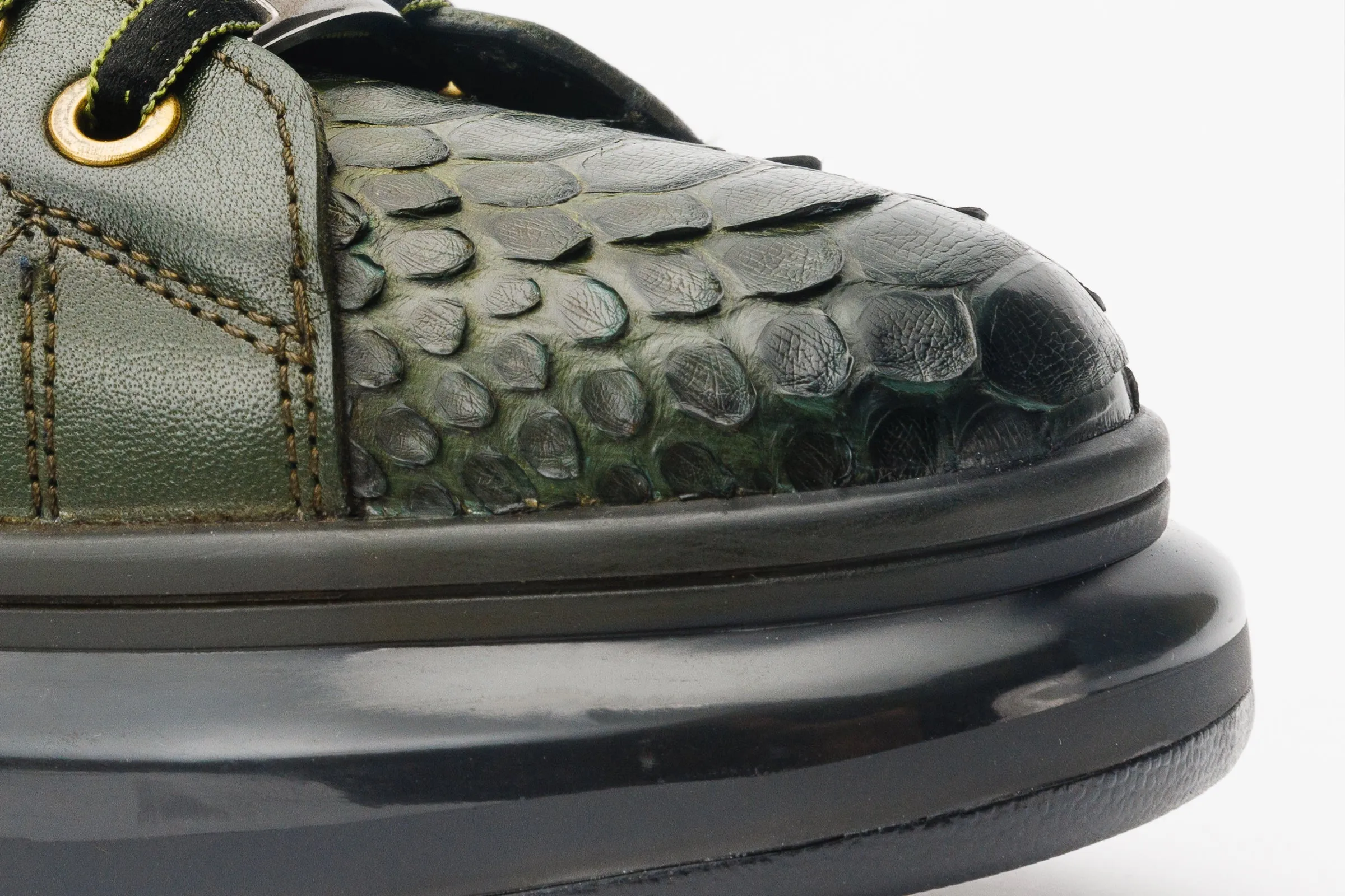 The Adler Green Snk Leather Men Sneaker Limited Edition transparent