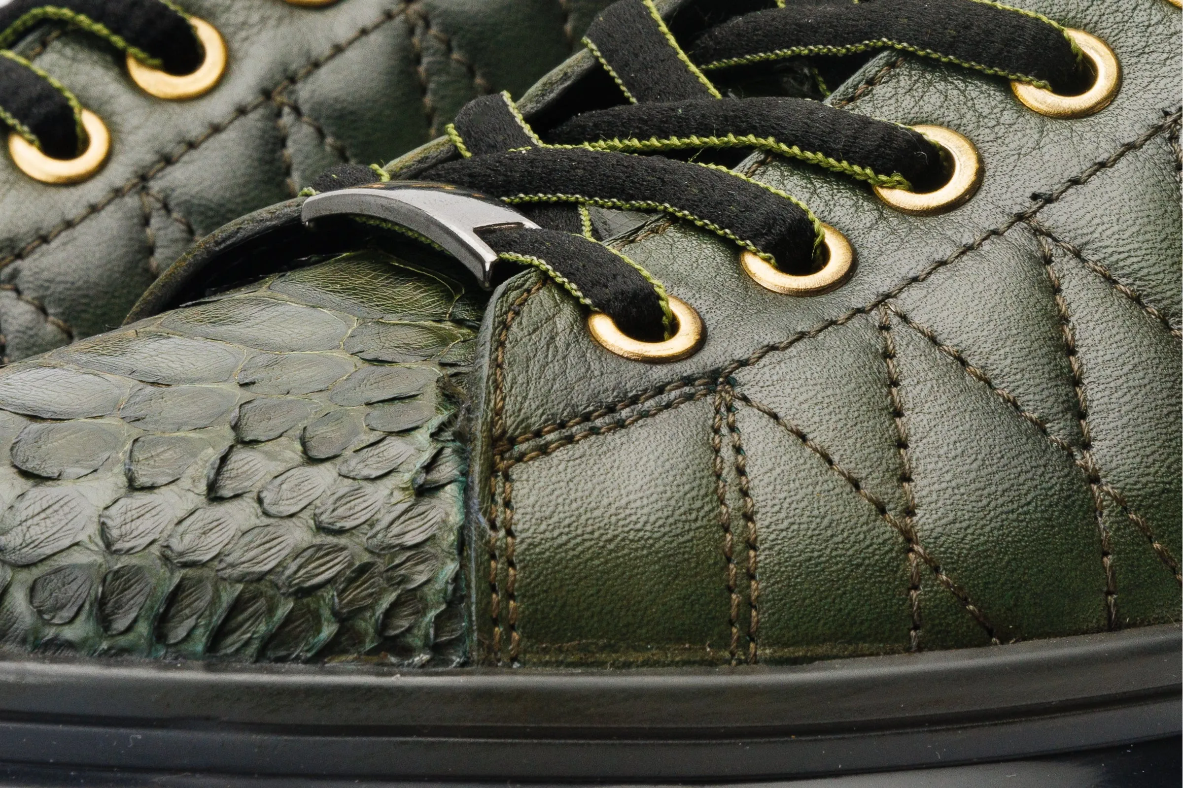 The Adler Green Snk Leather Men Sneaker Limited Edition transparent