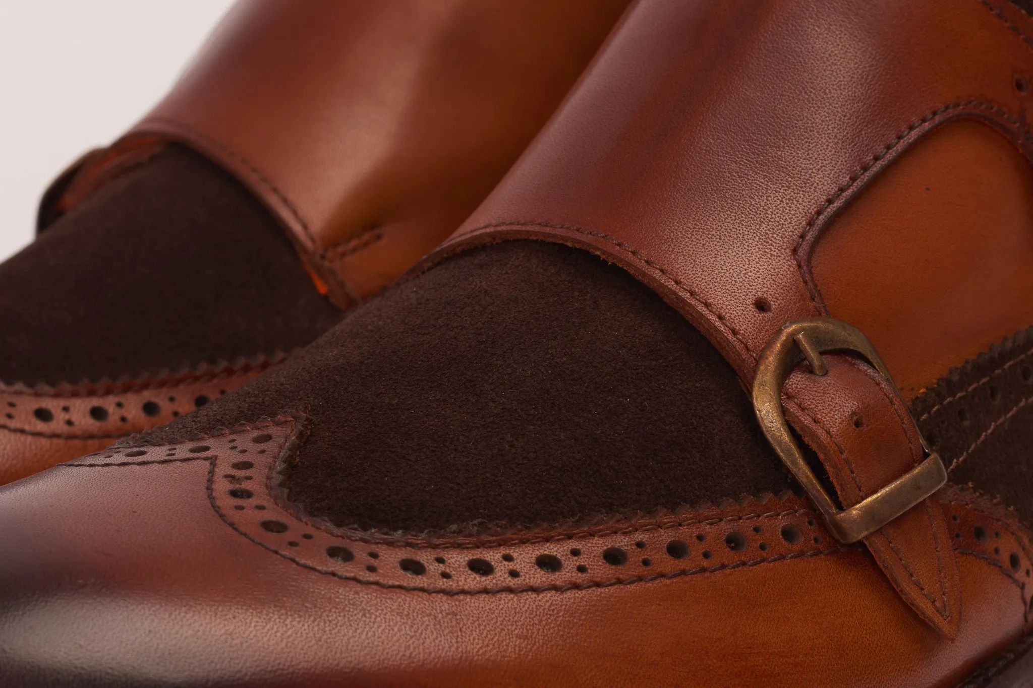 The Albus Tan Leather & Suede Double Strap Monk Brogue Men  Boot Climate-Shield