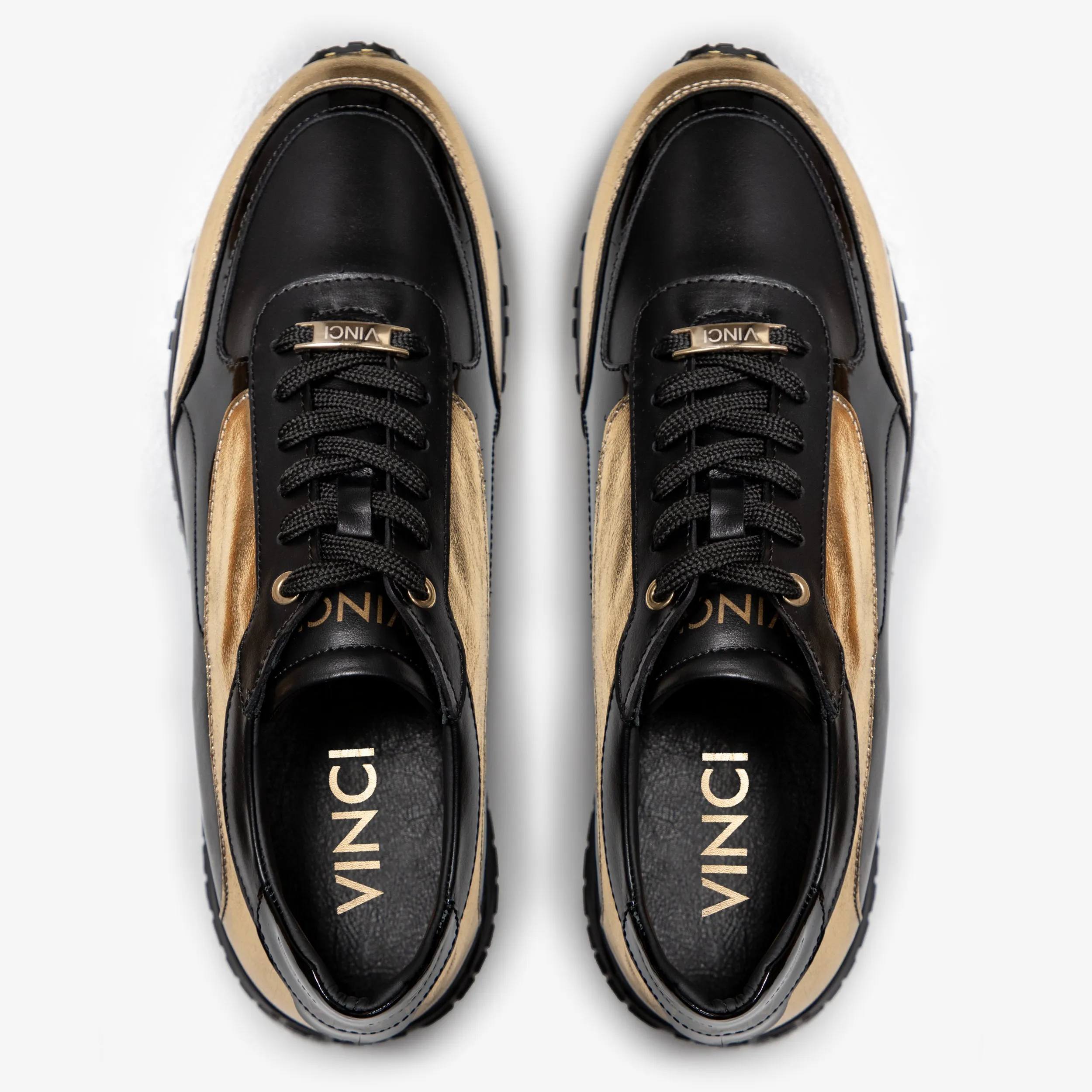 The Arda Black & Gold Leather Men Sneaker Foam-Edge