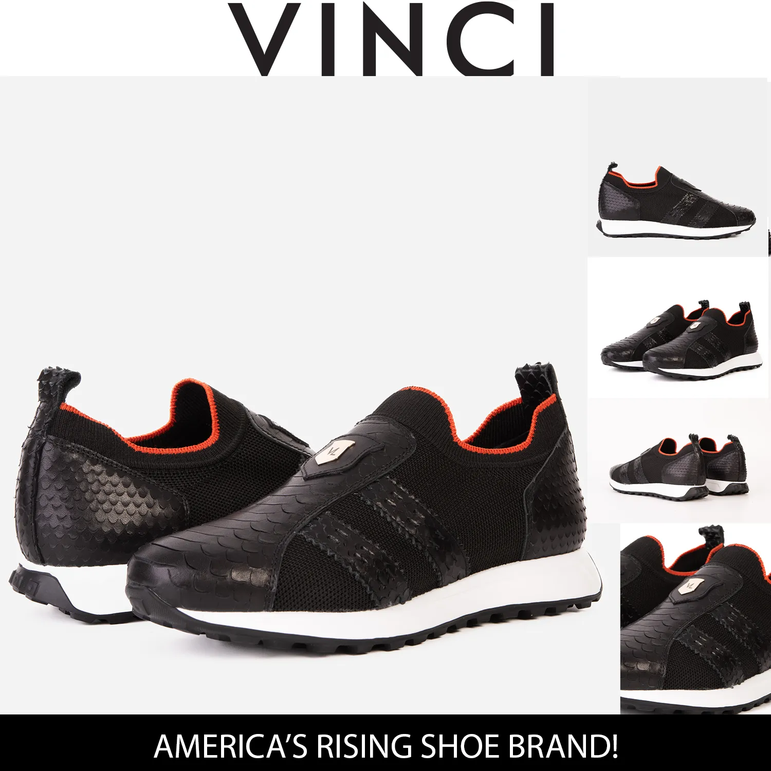 The Aslan Black Knitted & Leather Men Sneaker Hybrid