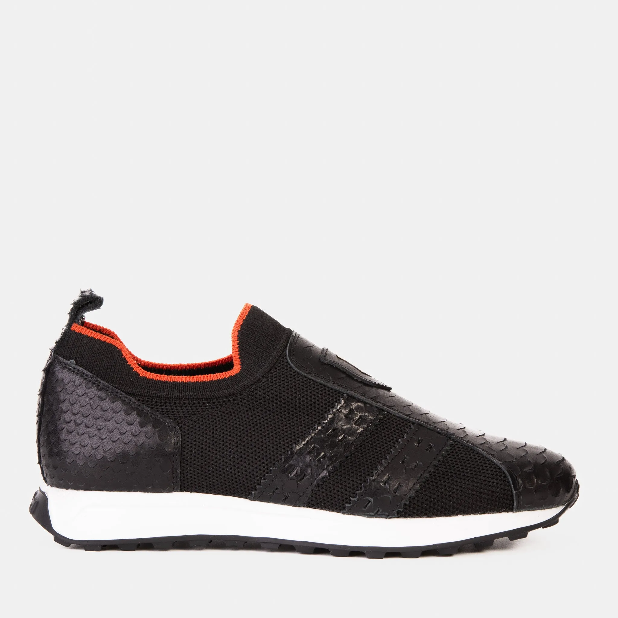 Outdoor Fun Style Base The Aslan Black Knitted & Leather Men Sneaker