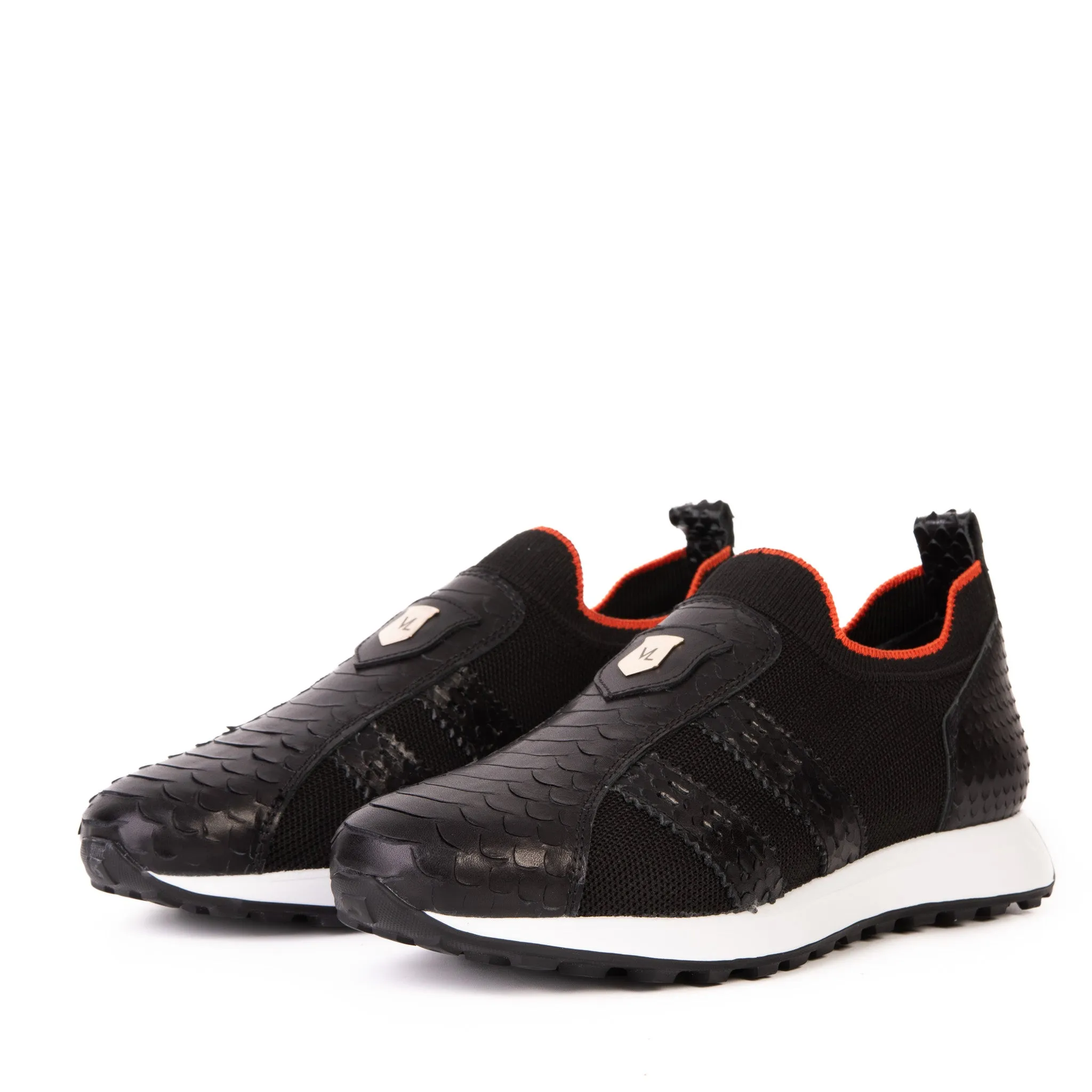 The Aslan Black Knitted & Leather Men Sneaker Hybrid