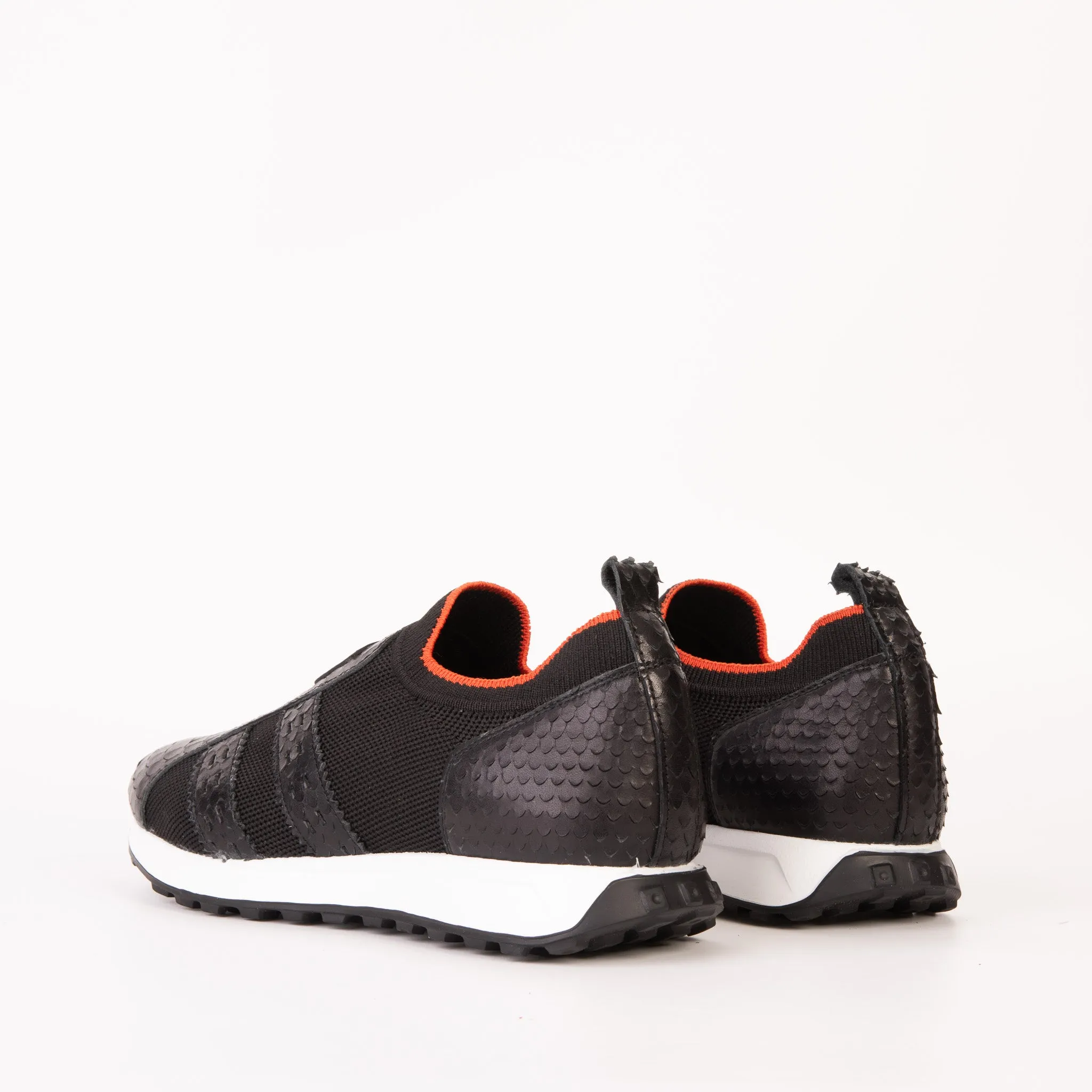 The Aslan Black Knitted & Leather Men Sneaker Hybrid