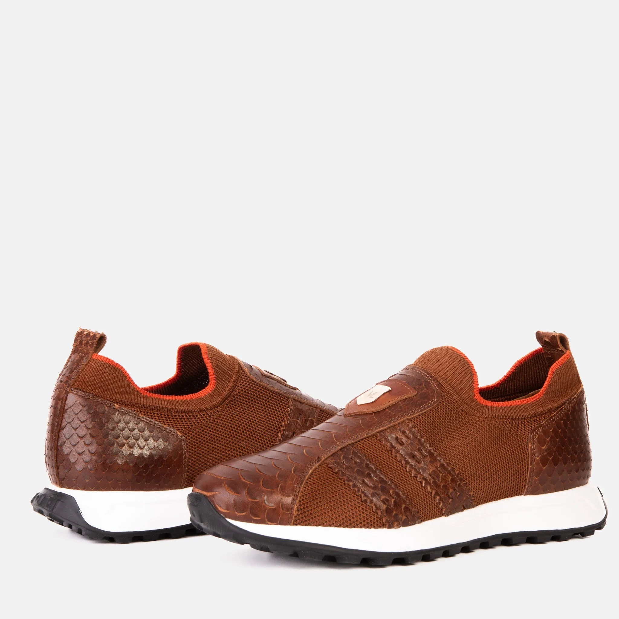 The Aslan Tan Knitted & Leather Men Sneaker Second-Skin