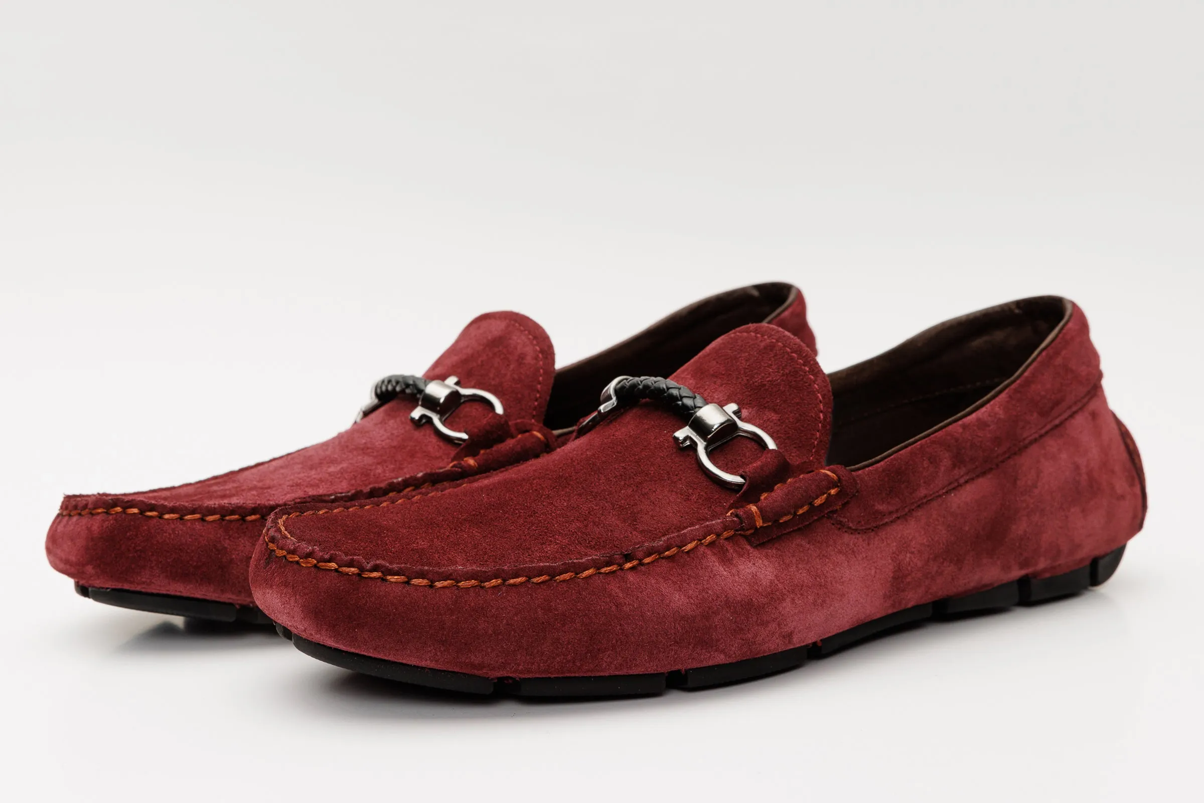 The Bari Burgundy Suede Leather Bit Drive Loafer Men  Shoe Tennis-Grade