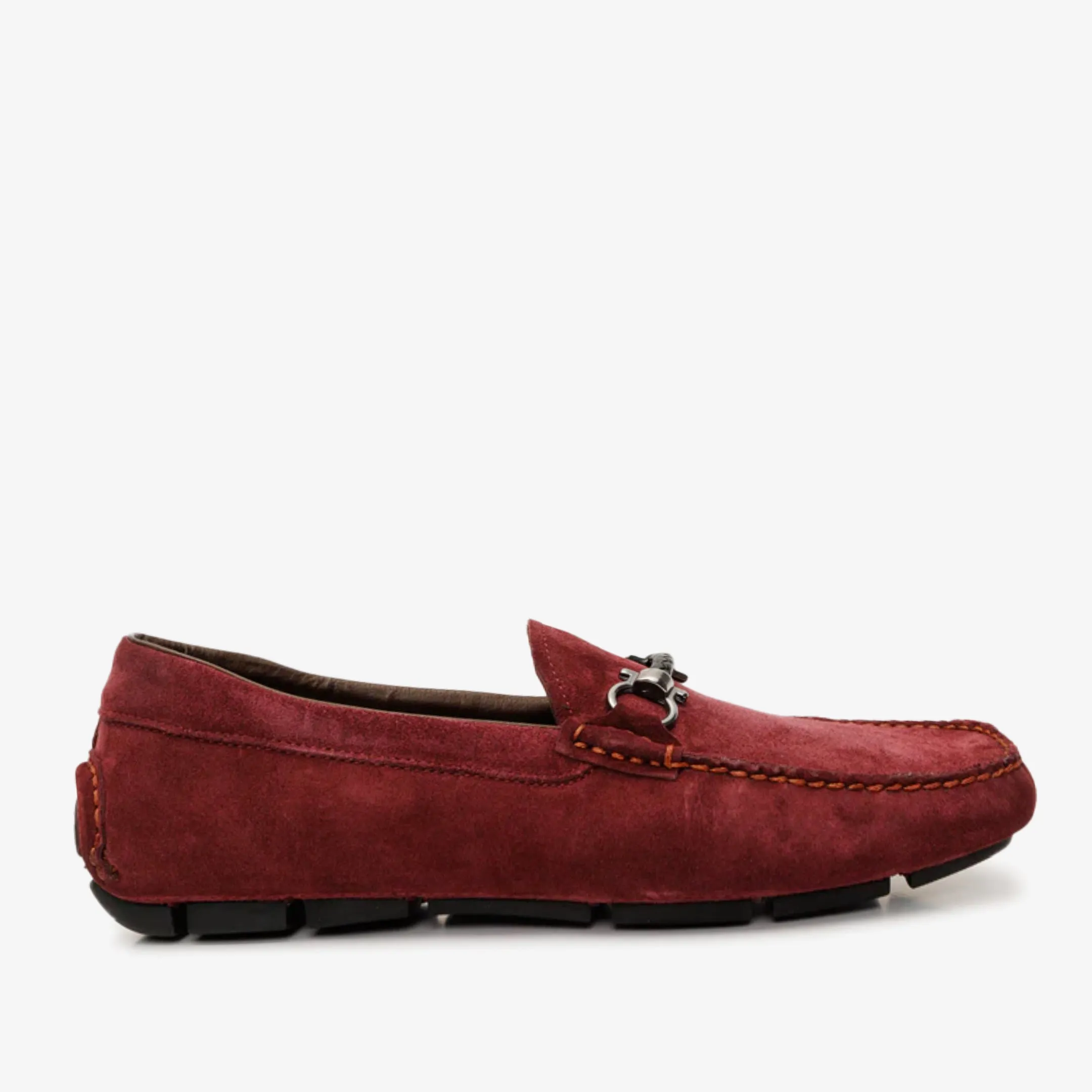 The Bari Burgundy Suede Leather Bit Drive Loafer Men  Shoe Soft Move