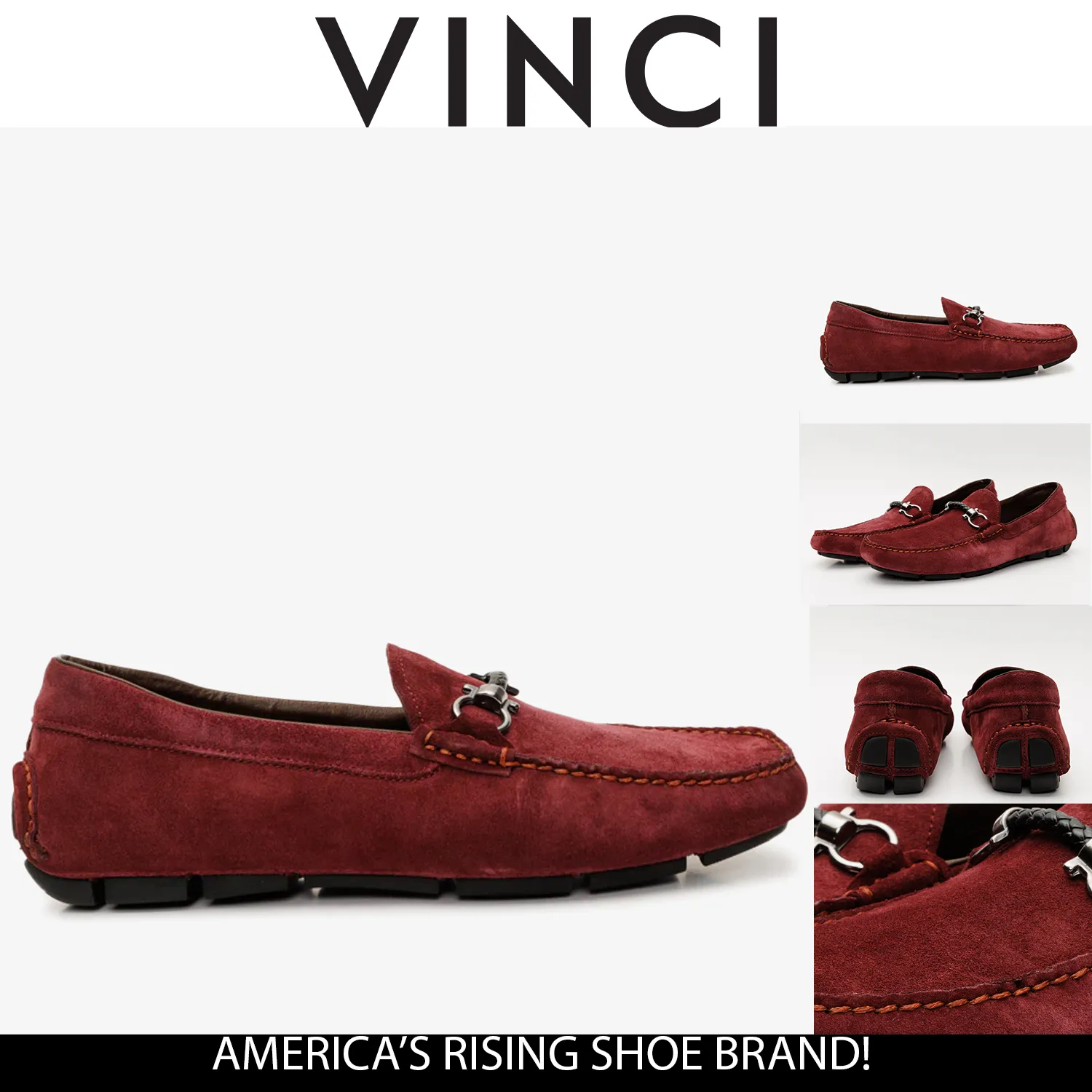 The Bari Burgundy Suede Leather Bit Drive Loafer Men  Shoe Tennis-Grade