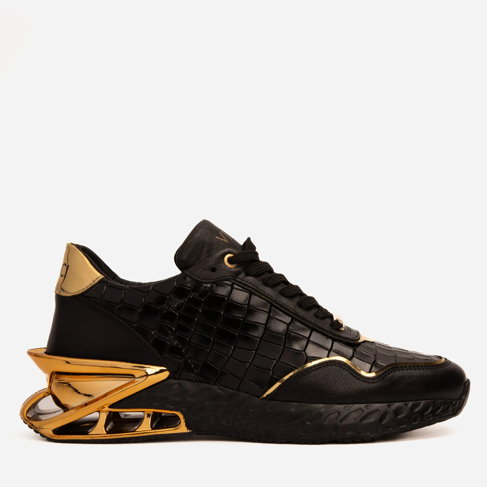 Mid Top Lake Step The Bellagio Black & Gold Leather Men Sneaker