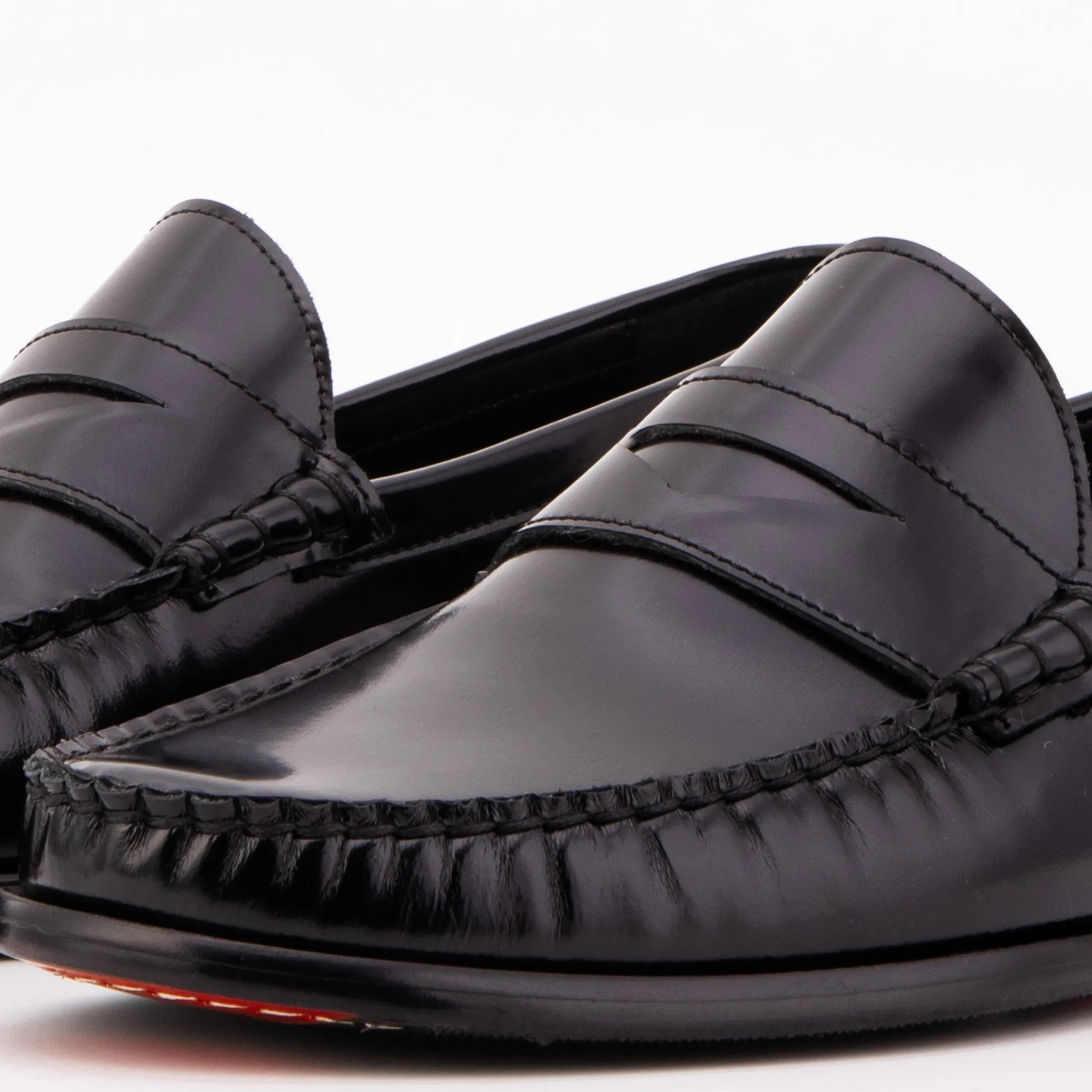 The Belmont Black Polished Leather Men Loafer Down-Lined