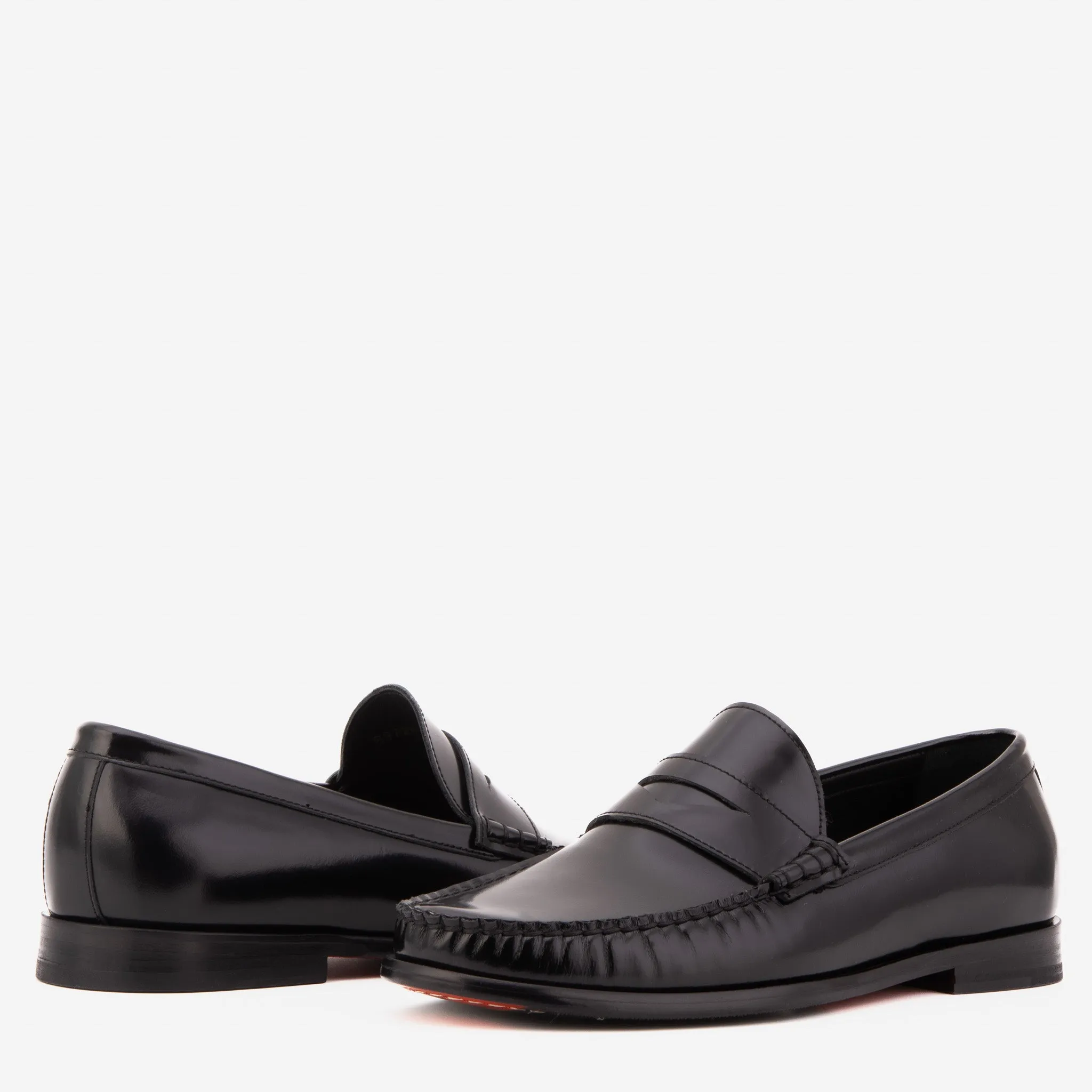 The Belmont Black Polished Leather Men Loafer Down-Lined
