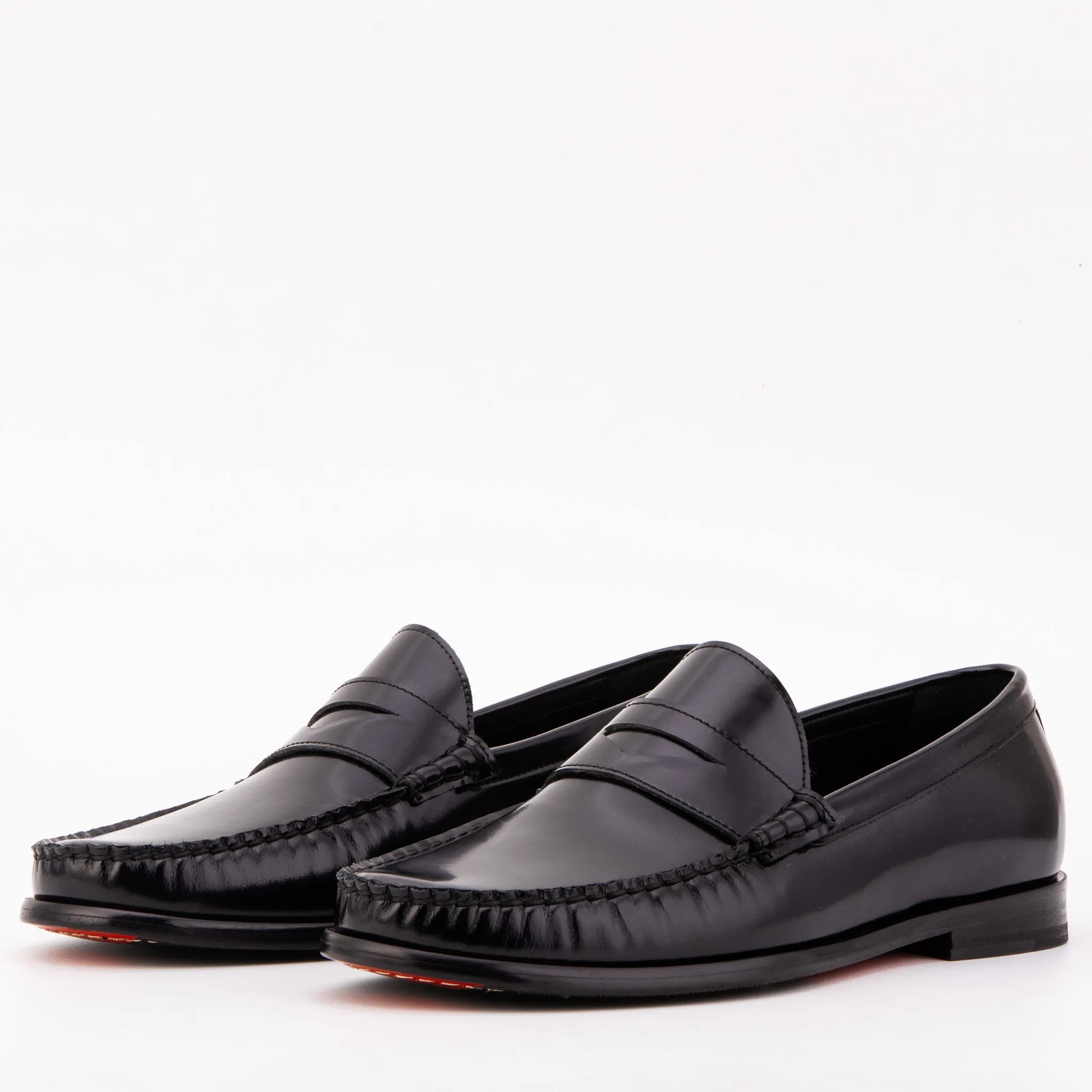 The Belmont Black Polished Leather Men Loafer Down-Lined
