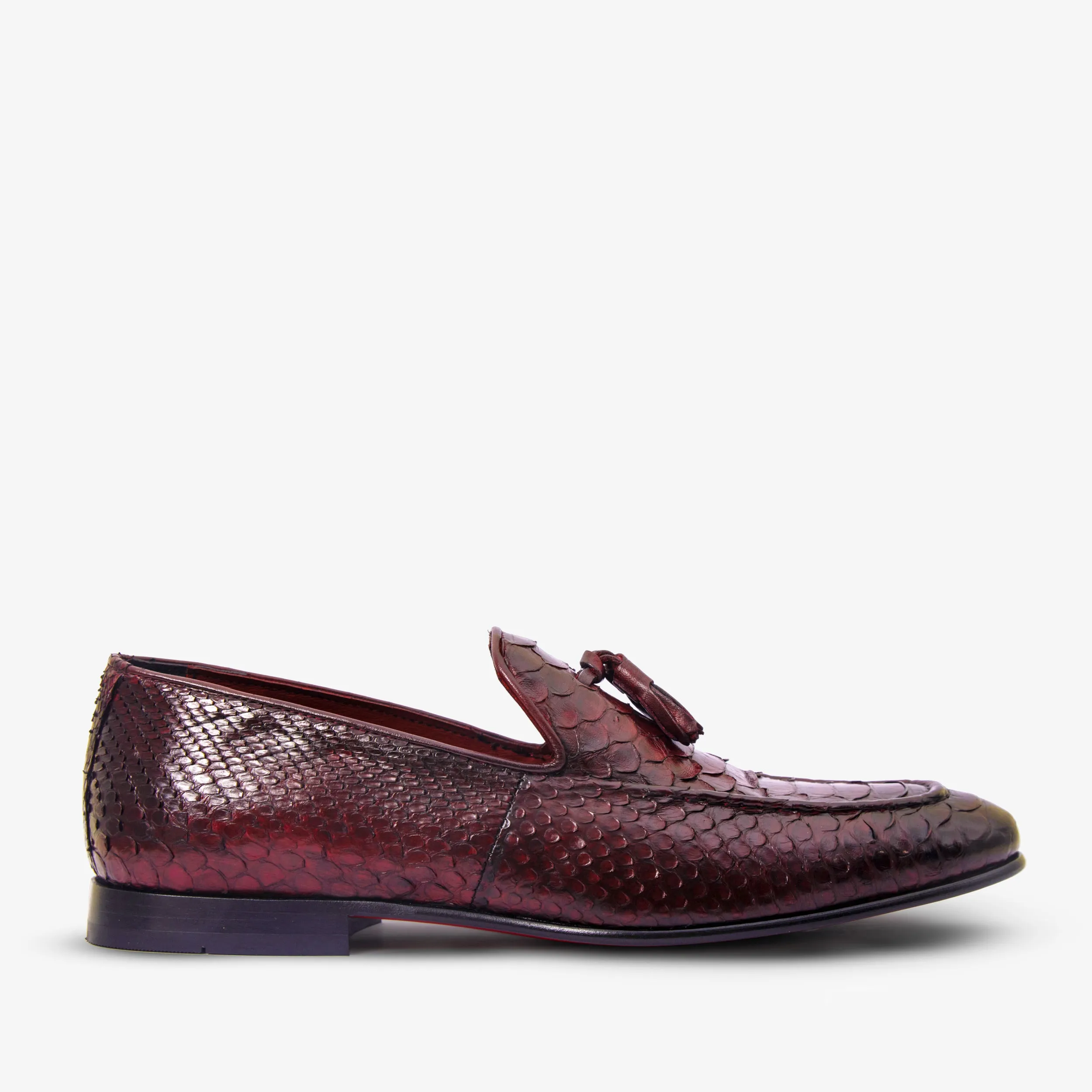Quick Flow Street Mood The Bethesda Burgundy Pyhtn Skin Leather Tassel Loafer Men Shoe