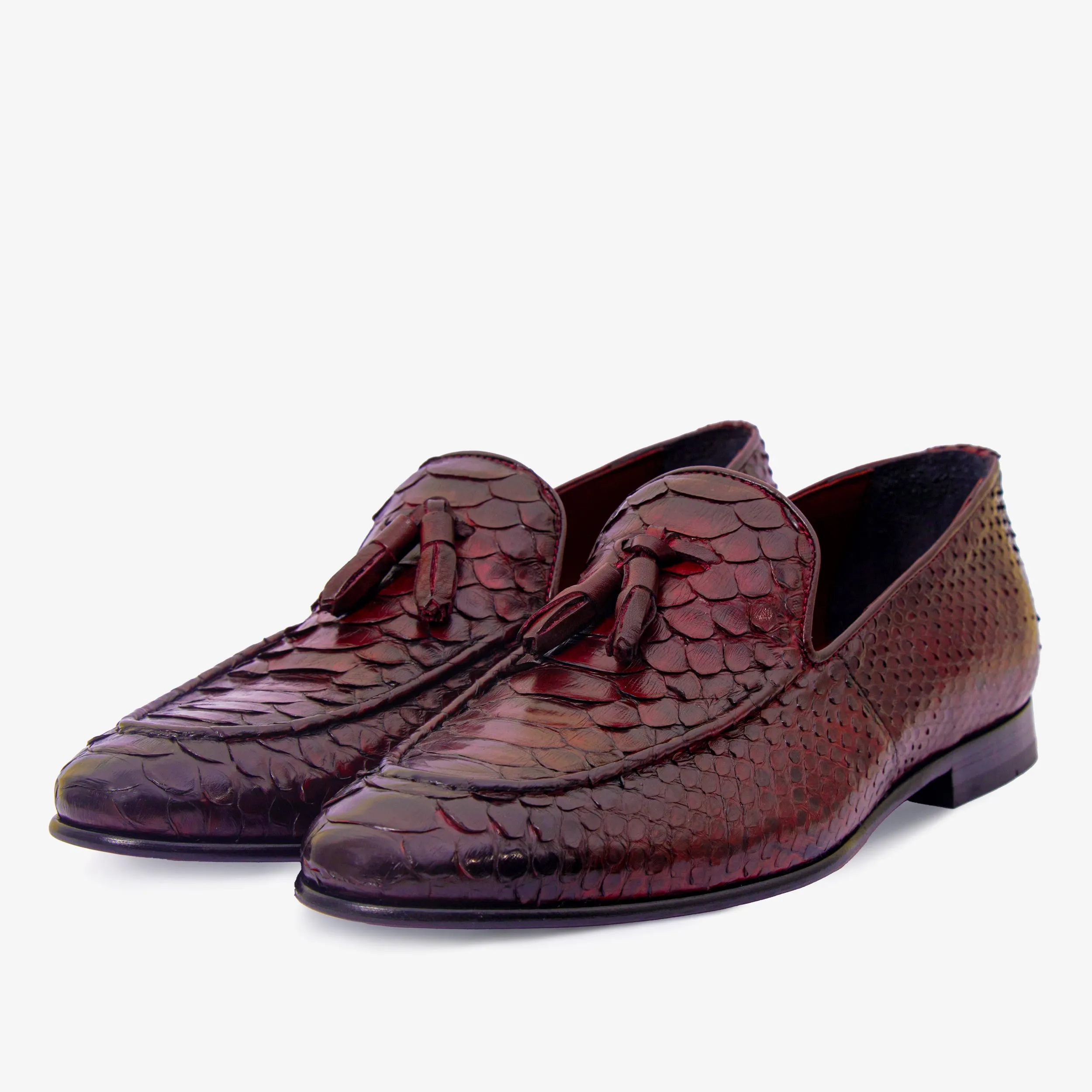 The Bethesda Burgundy Pyhtn Skin Leather Tassel Loafer Men Shoe Cycle-Fit