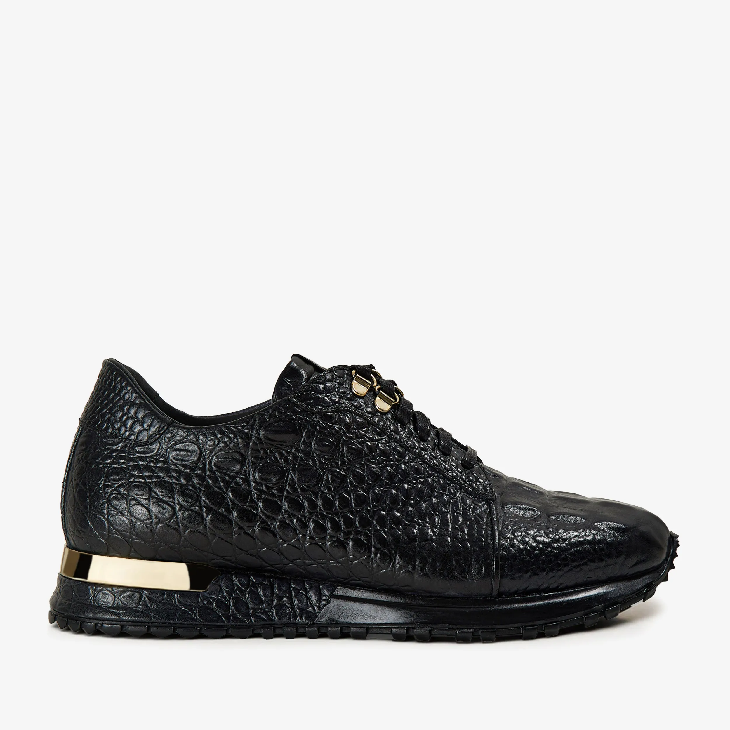 Strap Mode The Bomba Black Crocodile Leather Men Sneaker