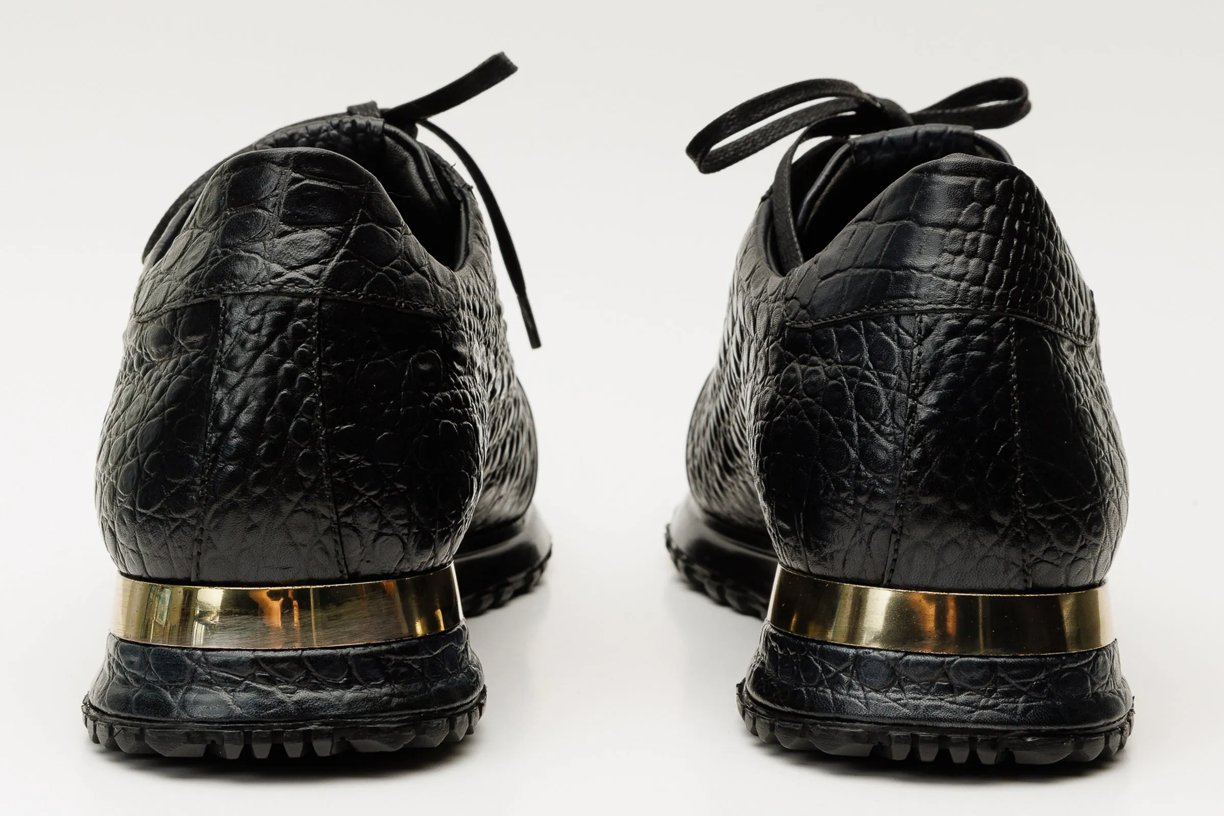 The Bomba Black Crocodile Leather Men Sneaker Angled-Heel