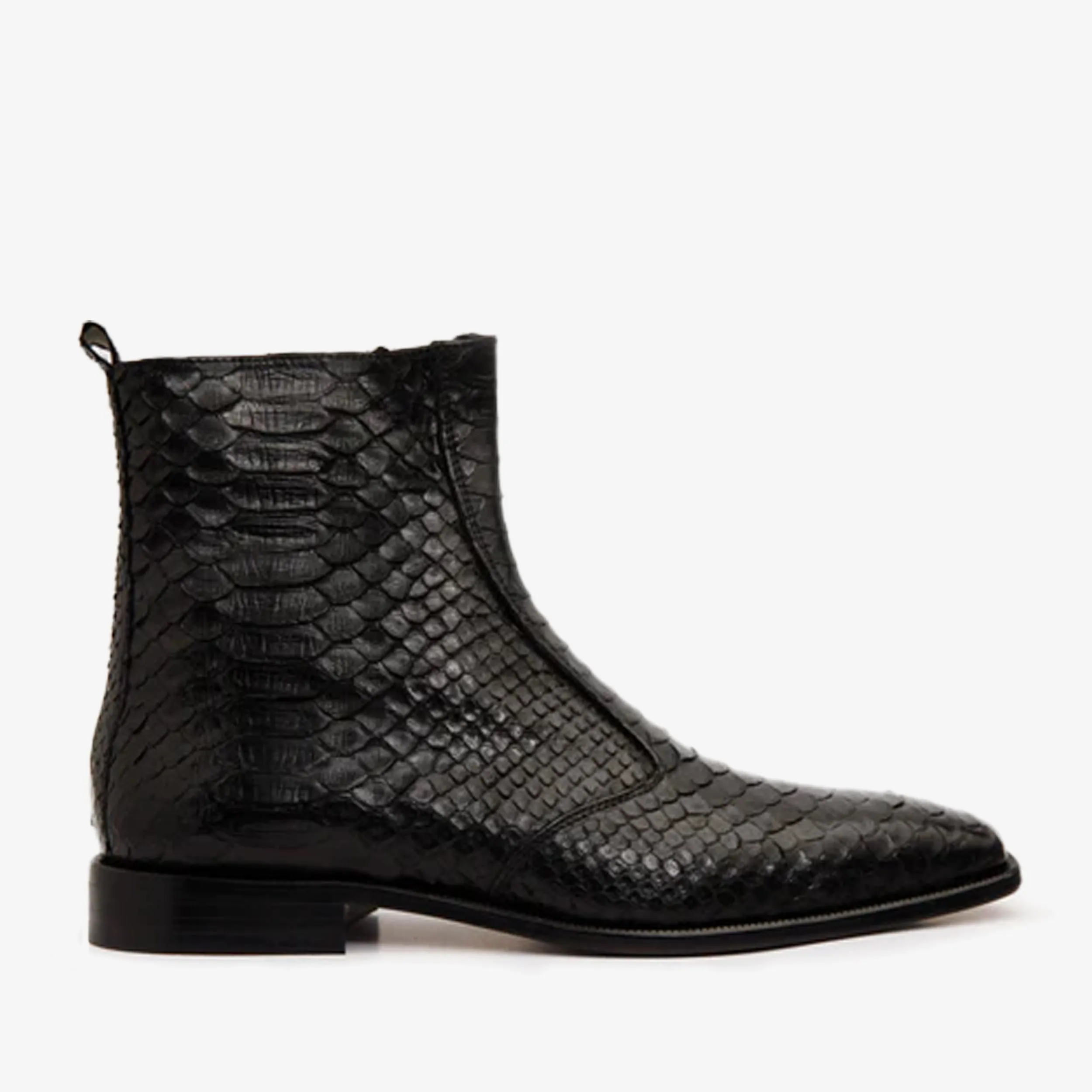 Peak Mode The Boss Black Pythn Snk Zip-Up Leather Men Boot Limited Edition